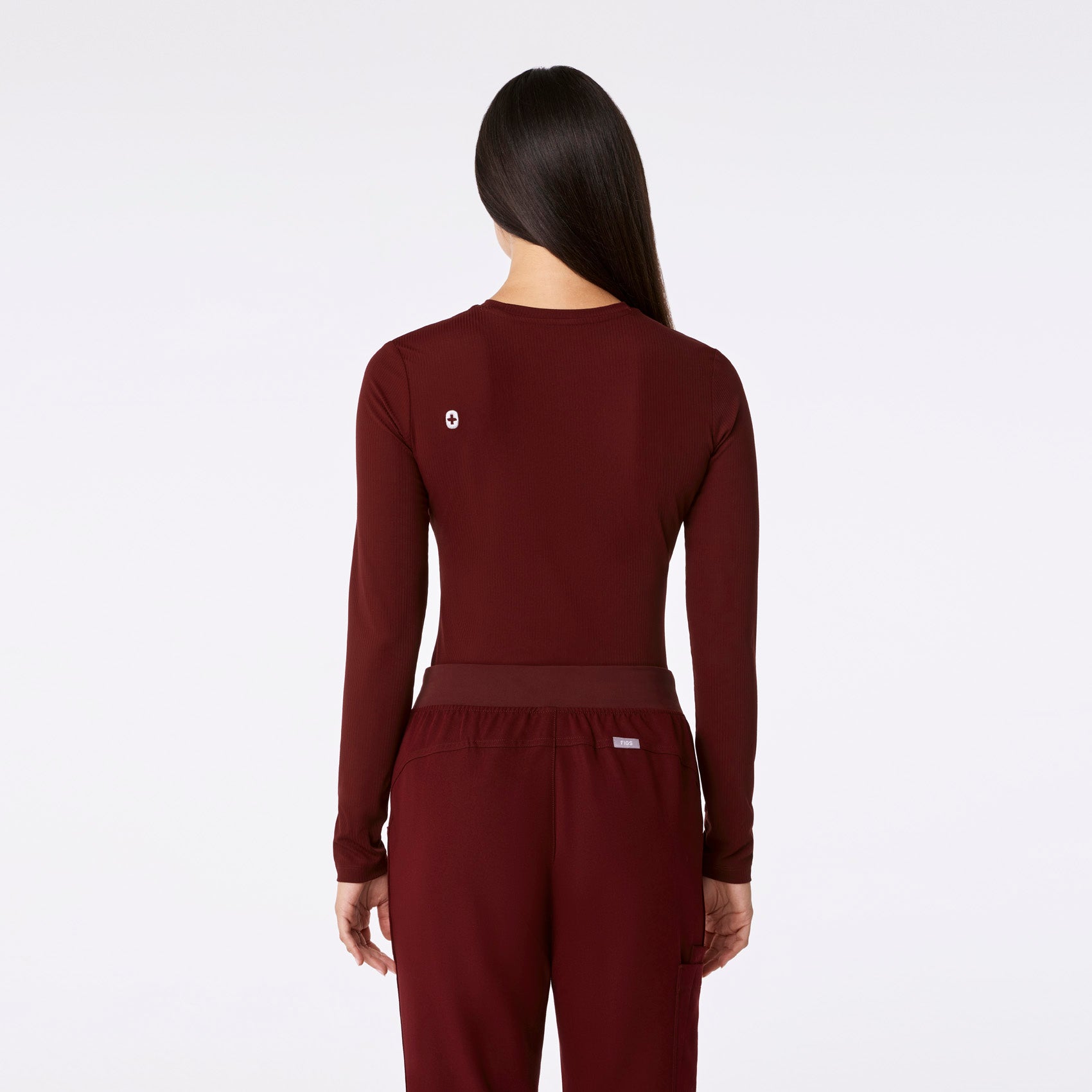 Palmer Ribbed Long-Sleeve Underscrub - Burgundy