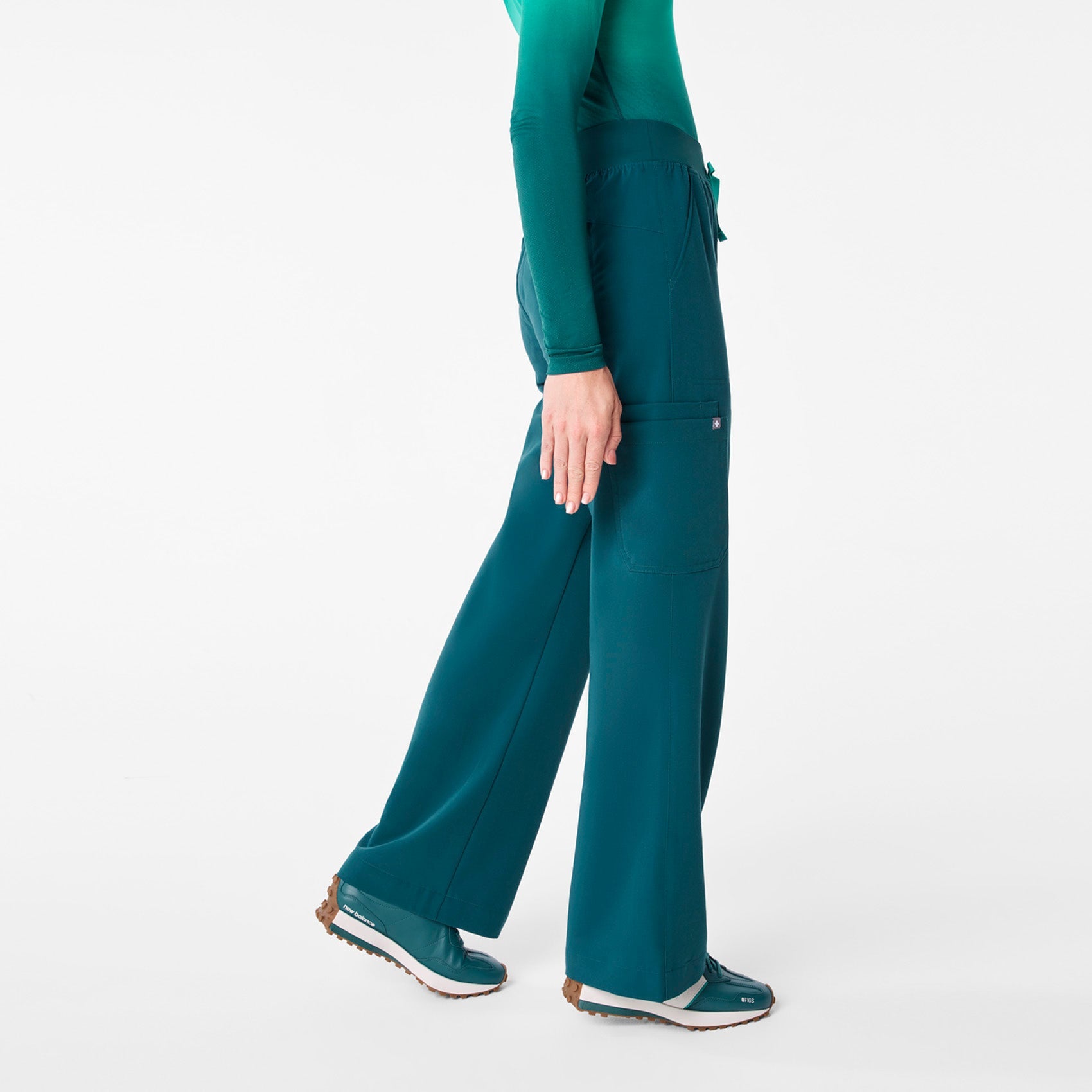 Isabel High-Rise Wide-Leg Scrub Pant - Caribbean Blue
