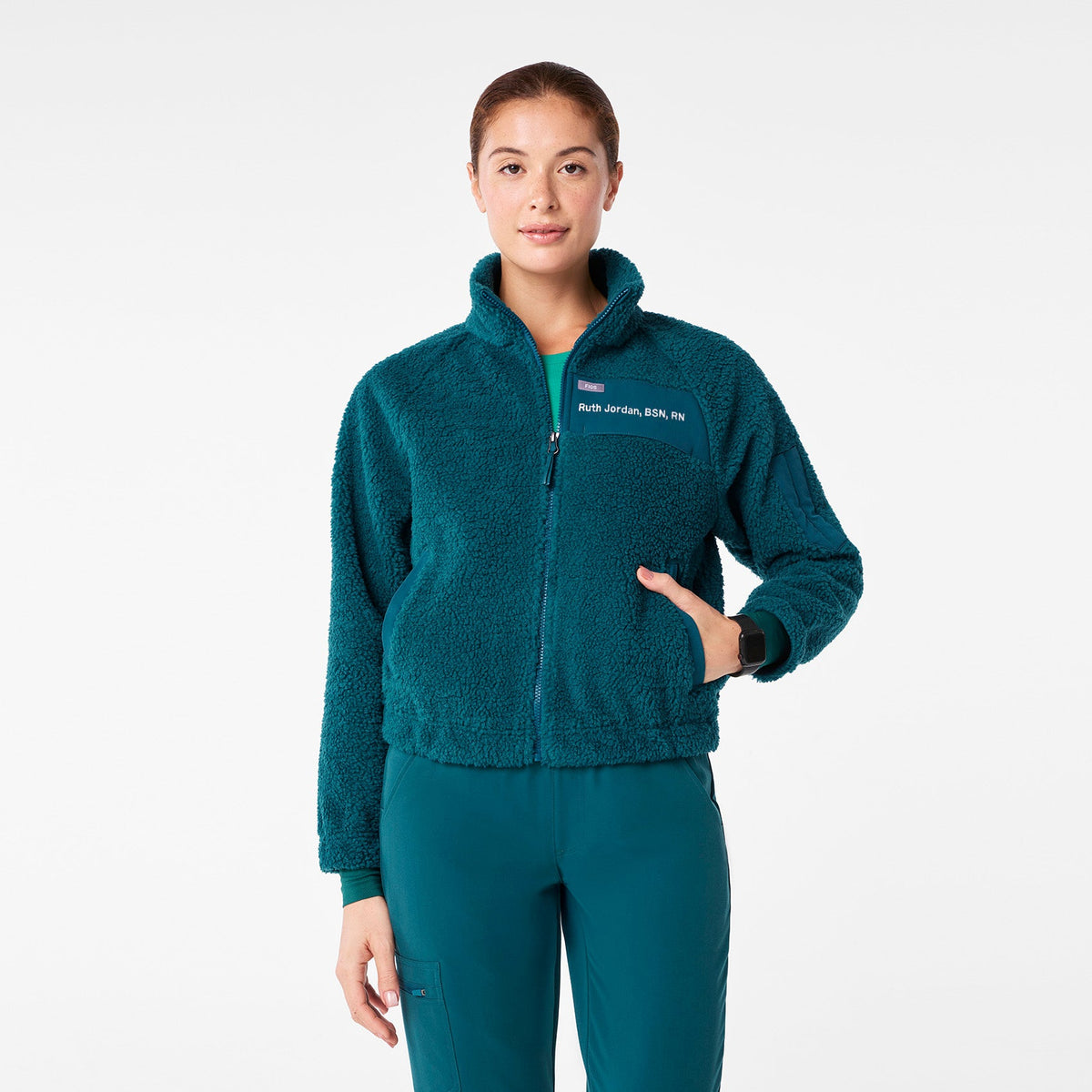 High-Pile Fleece Bomber Jacket - Caribbean Blue