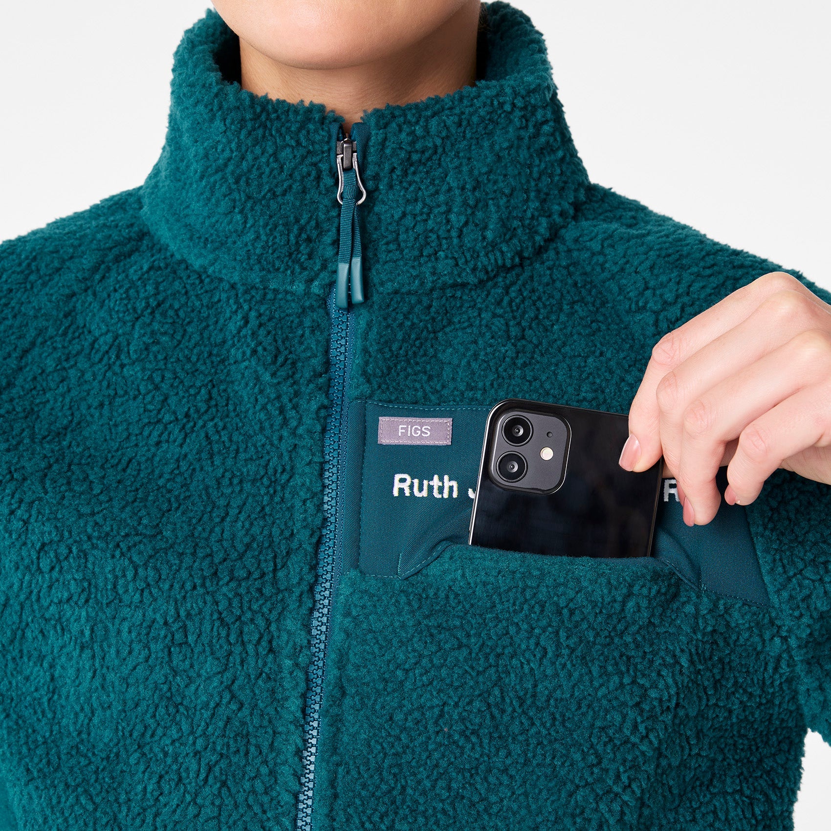 High-Pile Fleece Bomber Jacket - Caribbean Blue