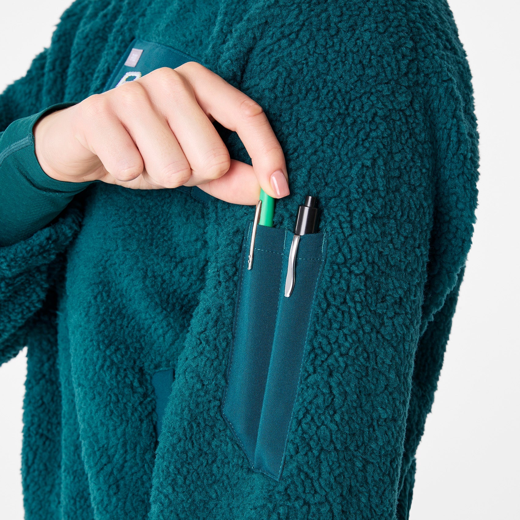High-Pile Fleece Bomber Jacket - Caribbean Blue
