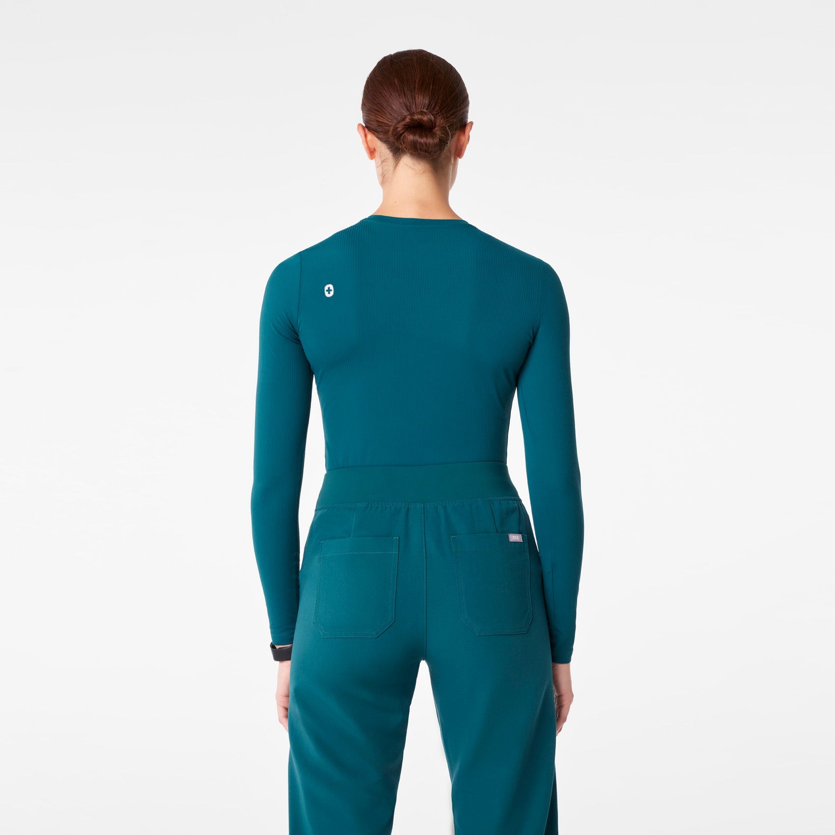 Palmer Ribbed Long-Sleeve Underscrub - Caribbean Blue