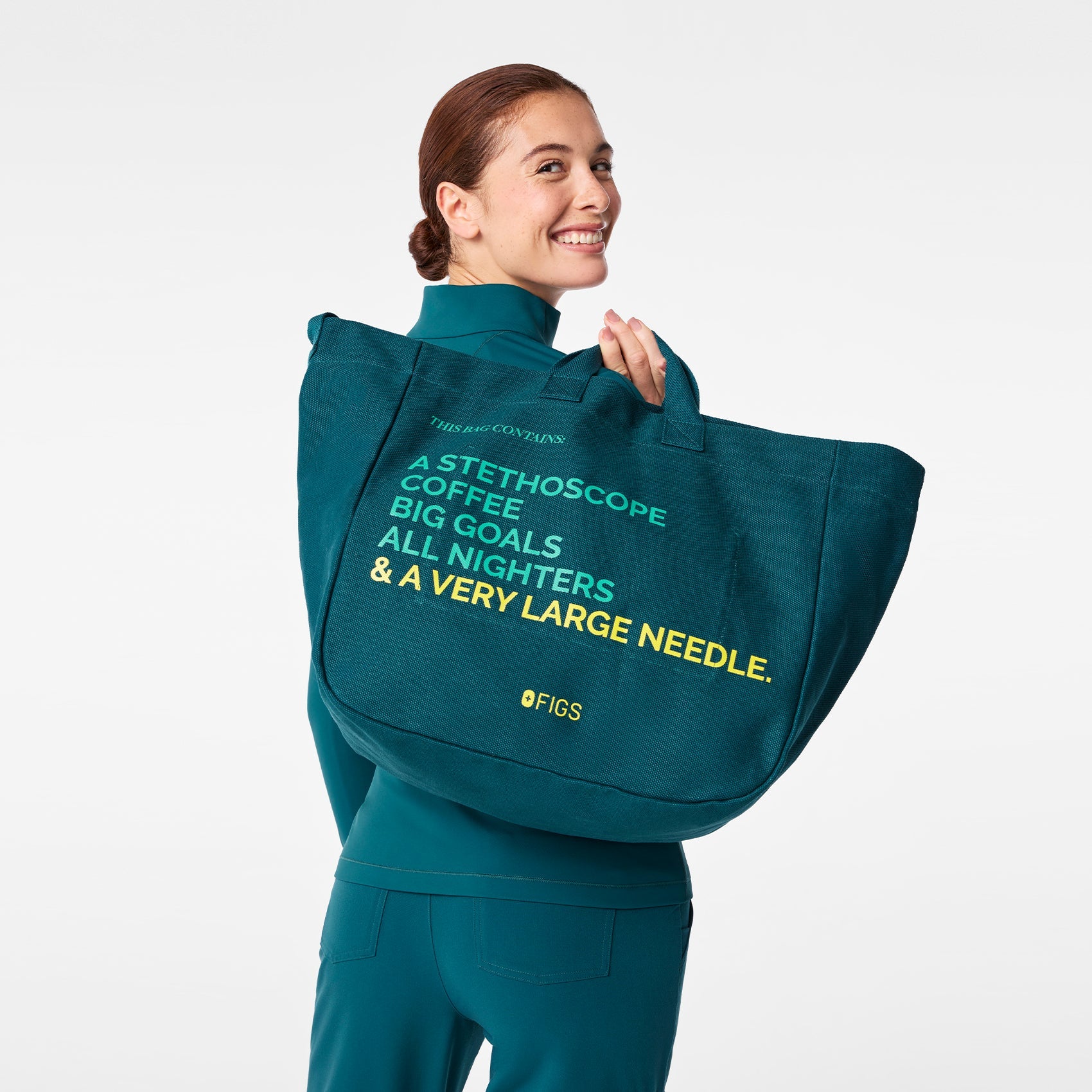 A Very Large Needle Canvas Tote - Caribbean Blue