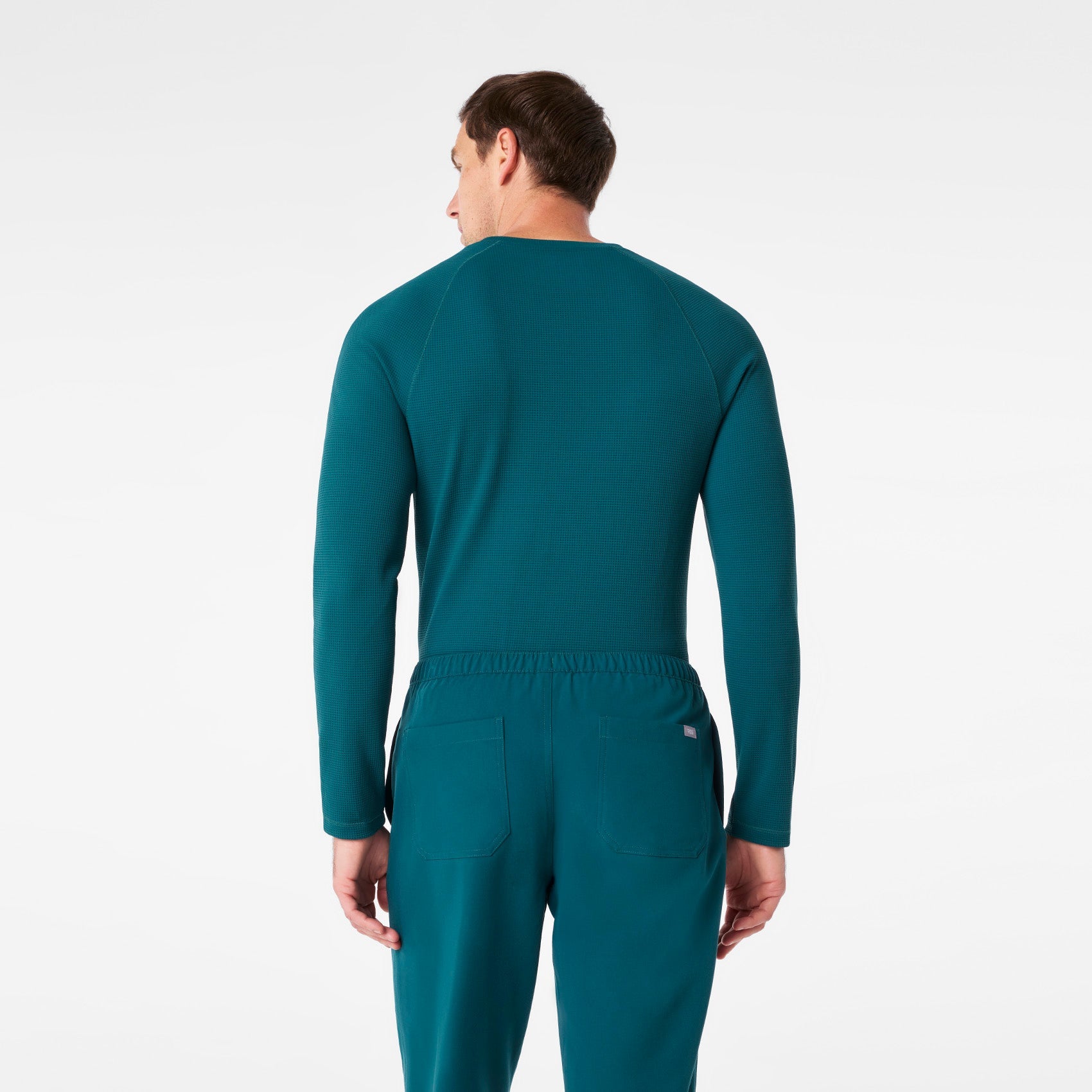 Waffle Long-Sleeve Underscrub - Caribbean Blue