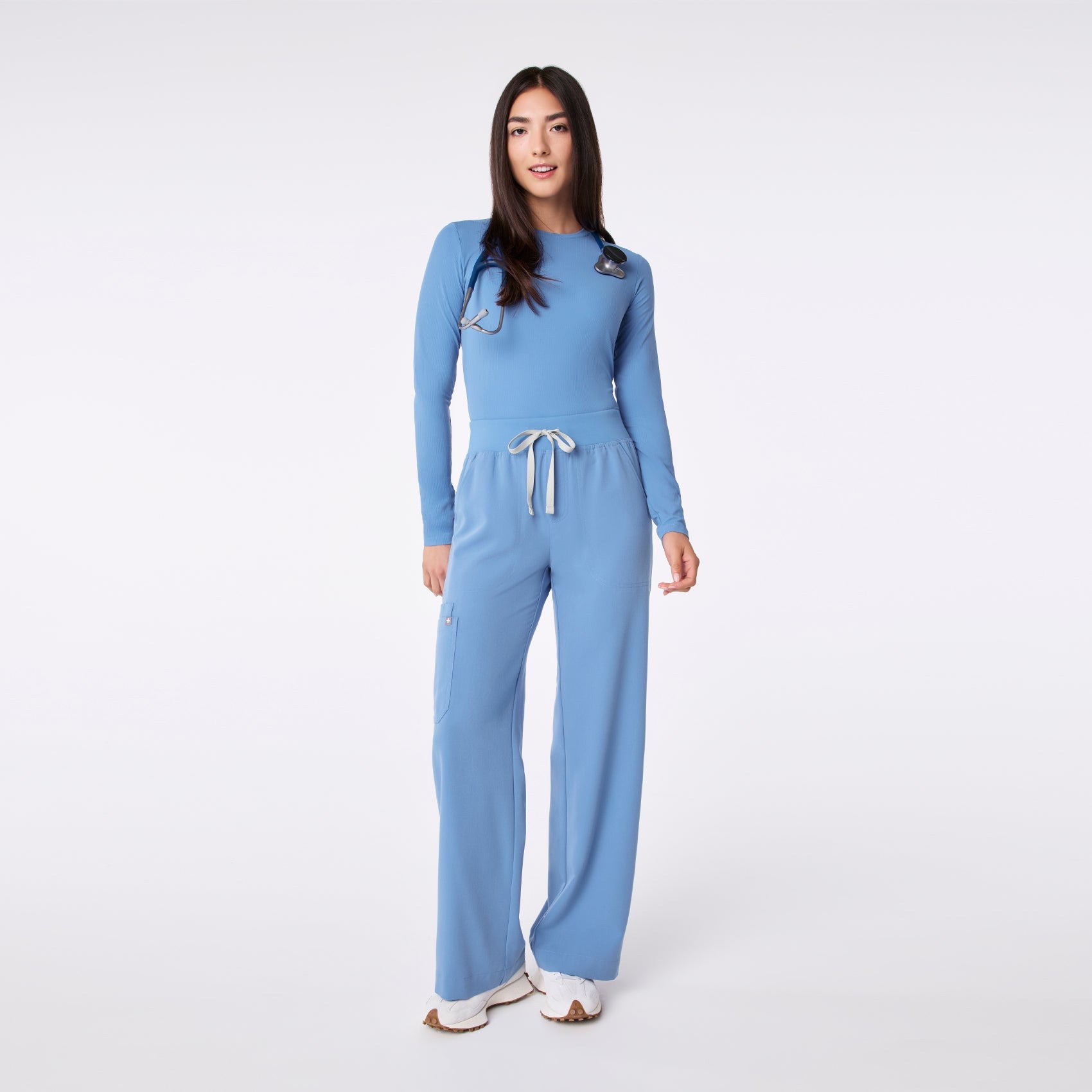 Palmer Ribbed Long-Sleeve Underscrub - Ceil Blue