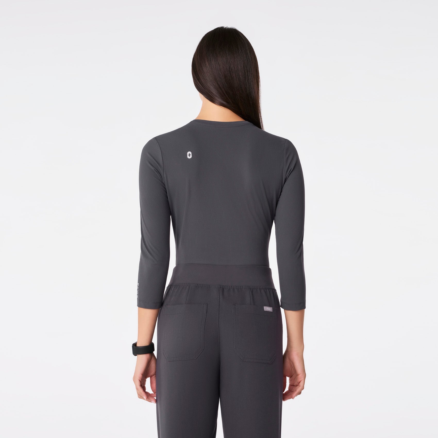 Palmer Ribbed ¾ Sleeve Underscrub - Charcoal