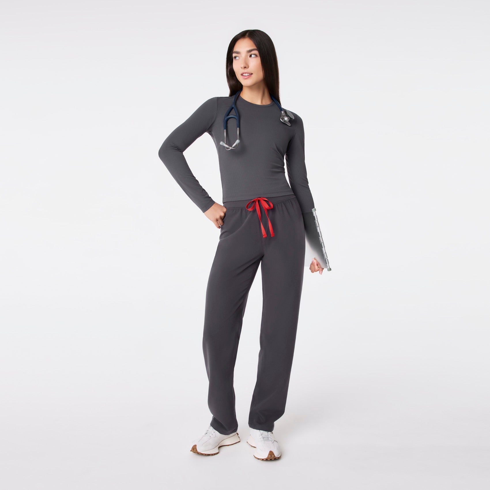 Palmer Ribbed Cropped Underscrub - Charcoal