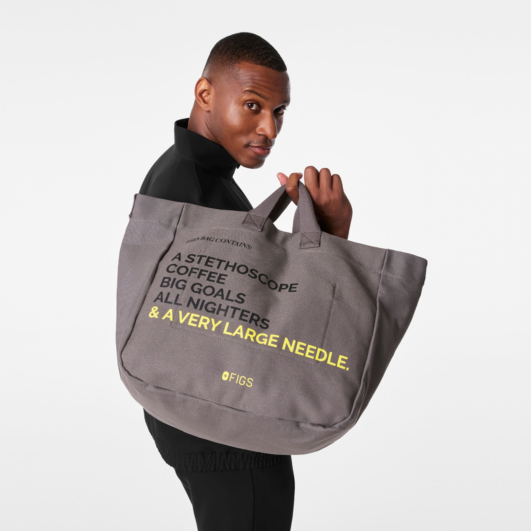 A Very Large Needle Canvas Tote - Dark Grey