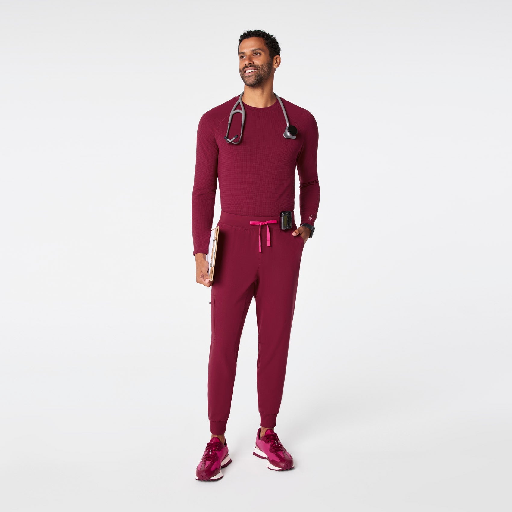 Brey Jogger Scrub Pant - Deep Cranberry