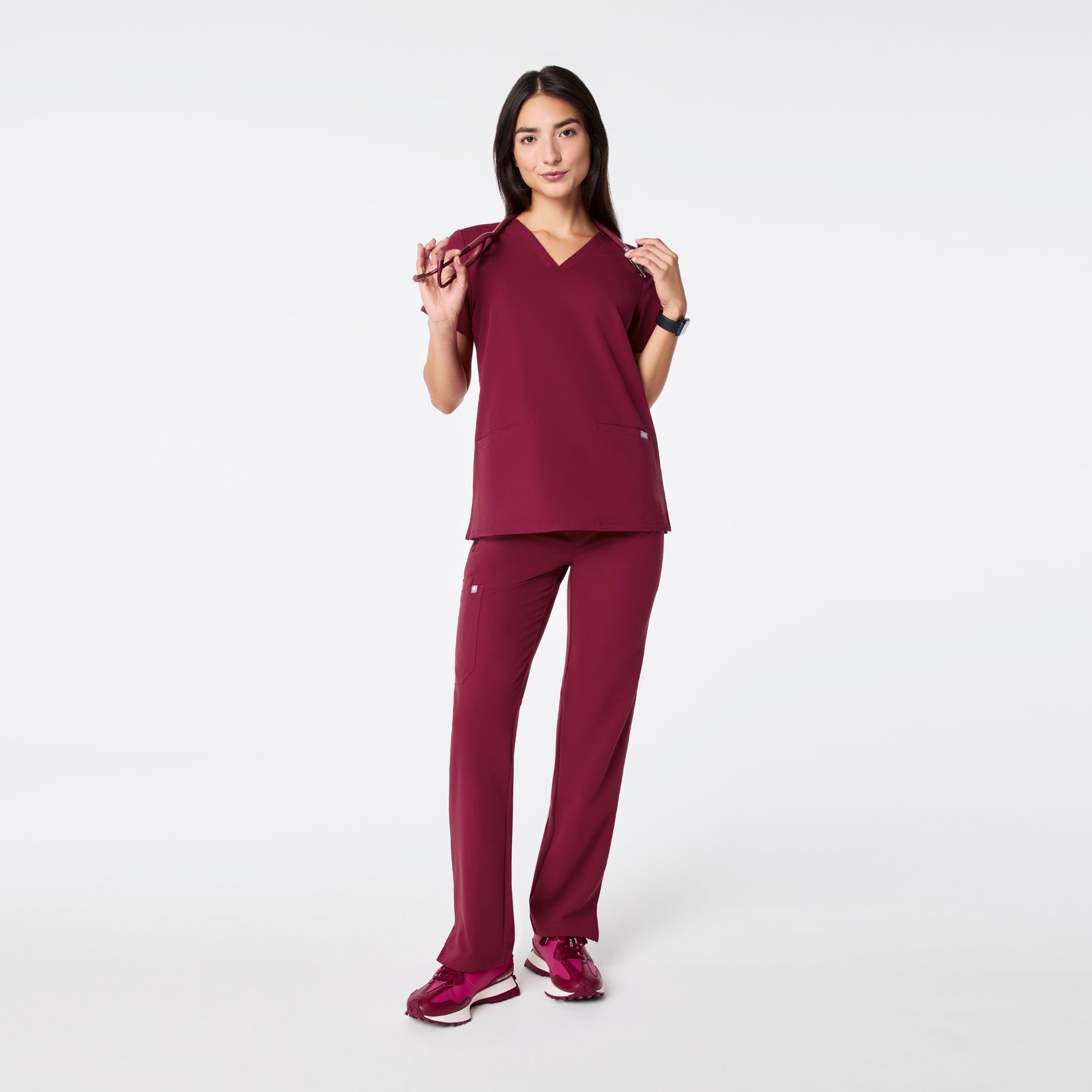 Casma Scrub Top™ - Deep Cranberry