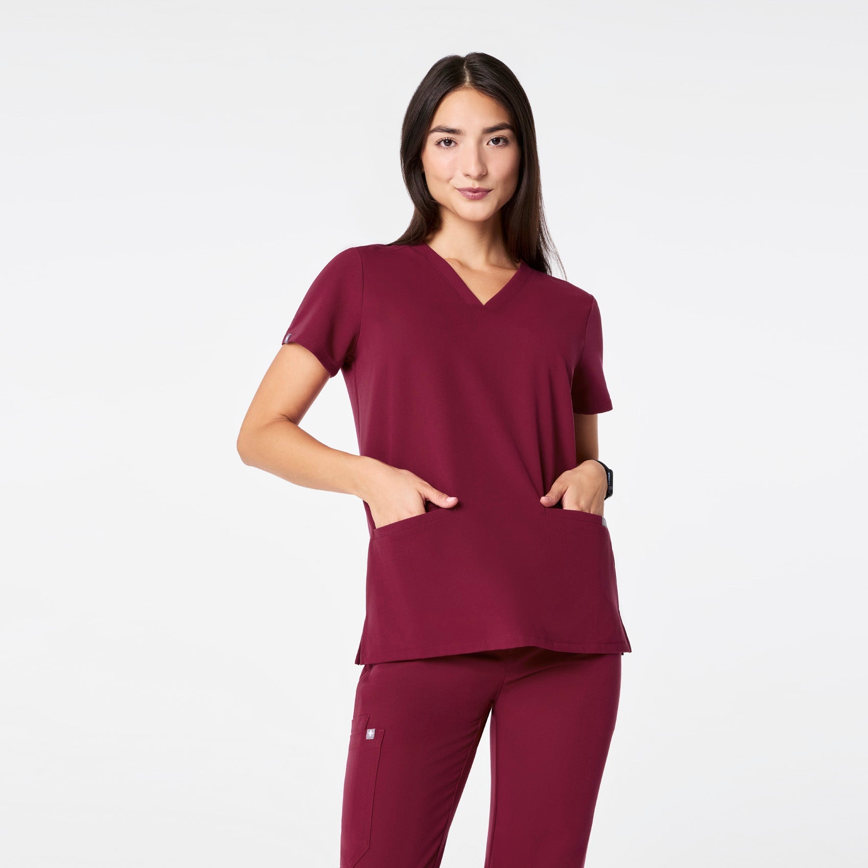 Casma Scrub Top™ - Deep Cranberry