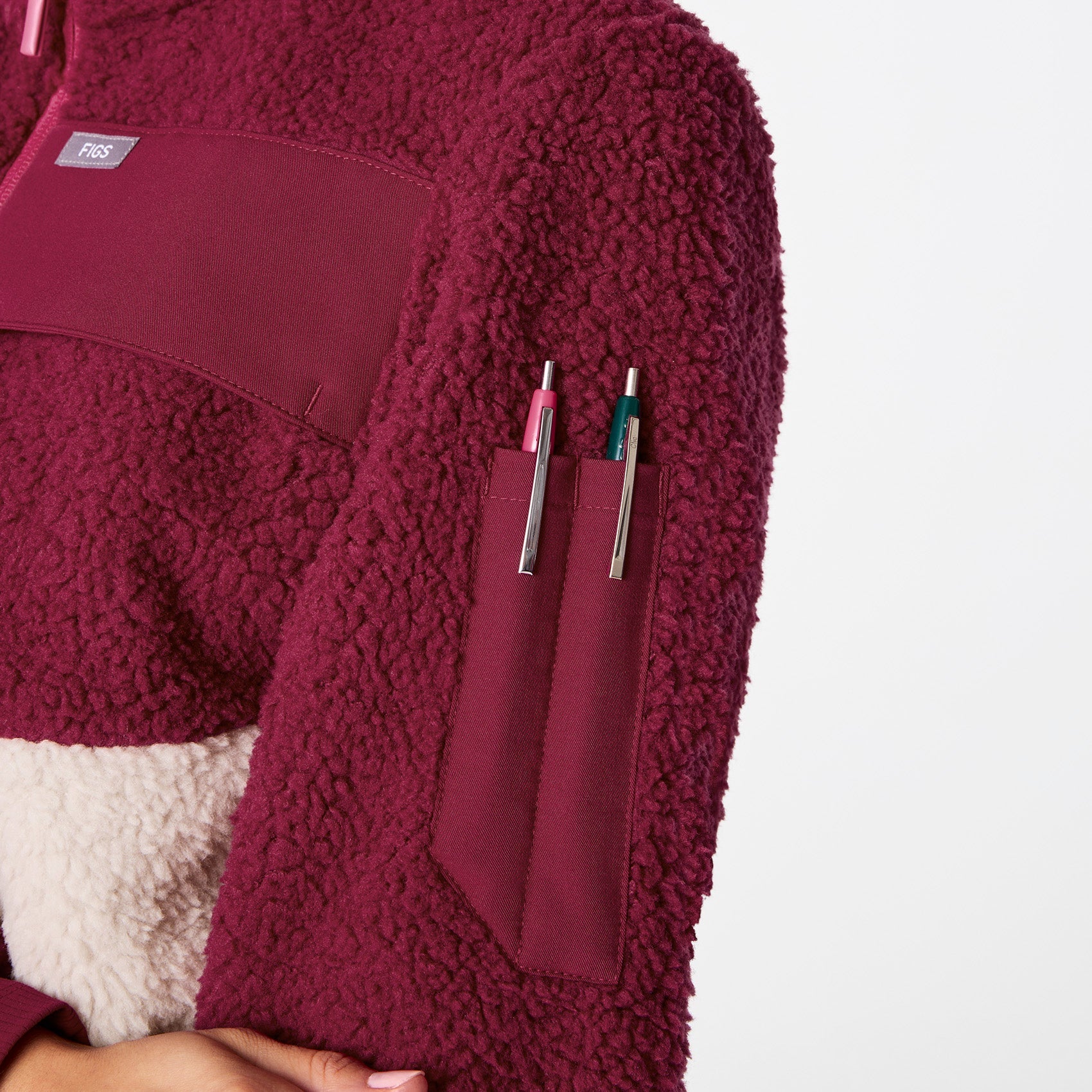 High-Pile Fleece Pullover - Deep Cranberry
