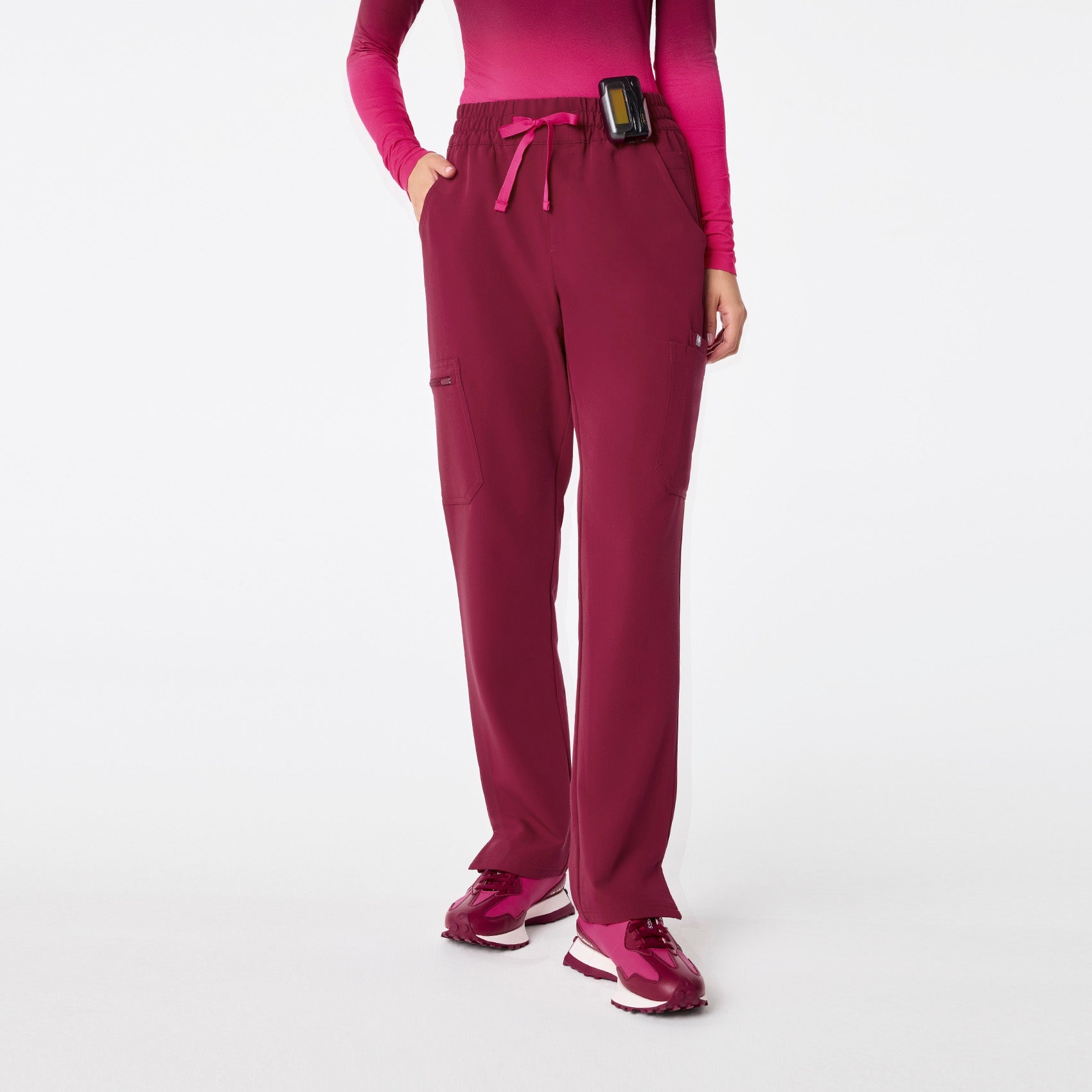 Dowa High-Rise Straight-Leg Scrub Pant - Deep Cranberry