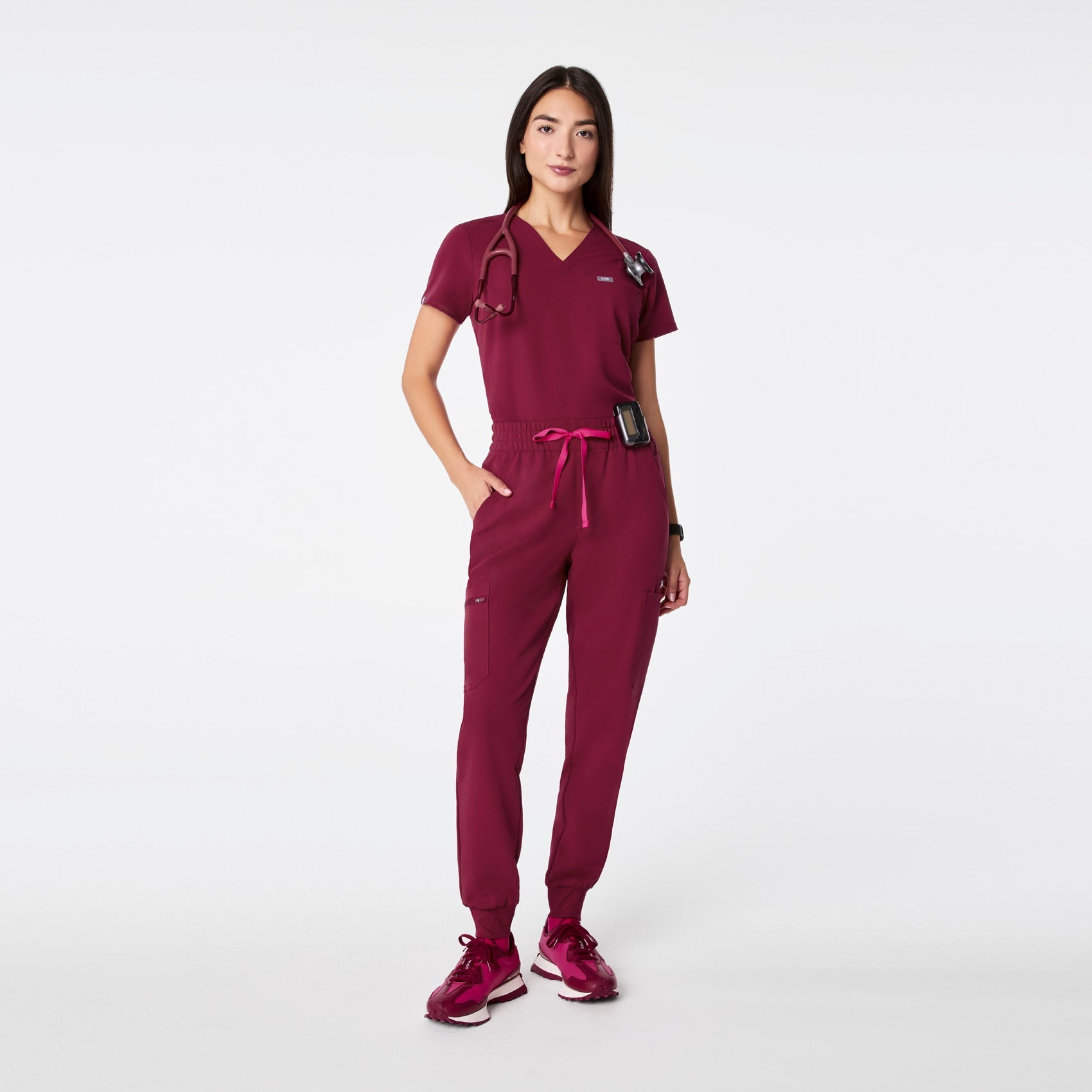 Uman High-Rise Jogger Scrub Pant - Deep Cranberry