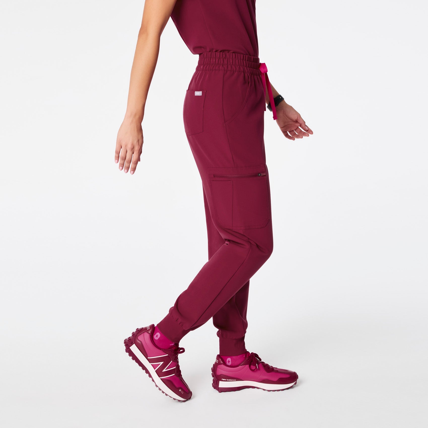 Uman High-Rise Jogger Scrub Pant - Deep Cranberry