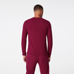 Off-Shift Waffle Crewneck Top™ - Deep Cranberry