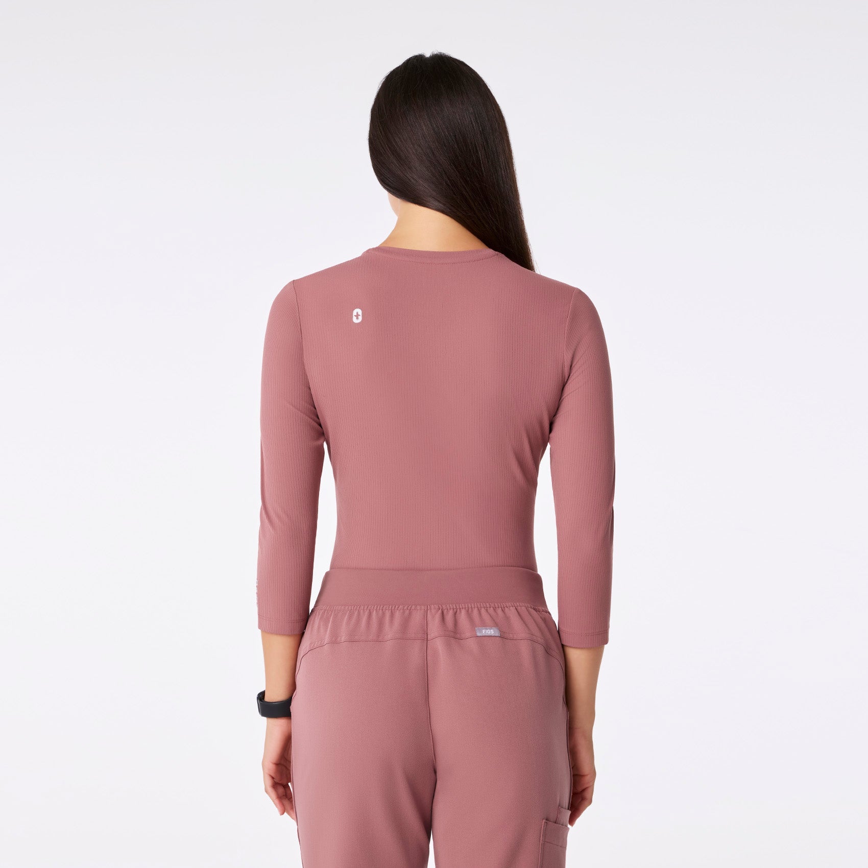 Palmer Ribbed ¾ Sleeve Underscrub - Mauve