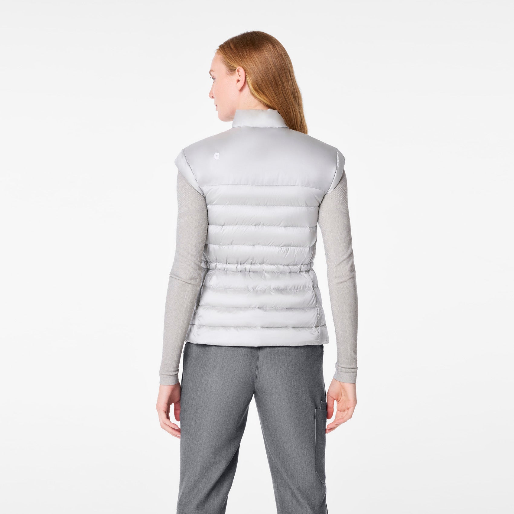 Metallic Puffer Vest - Silver Frost