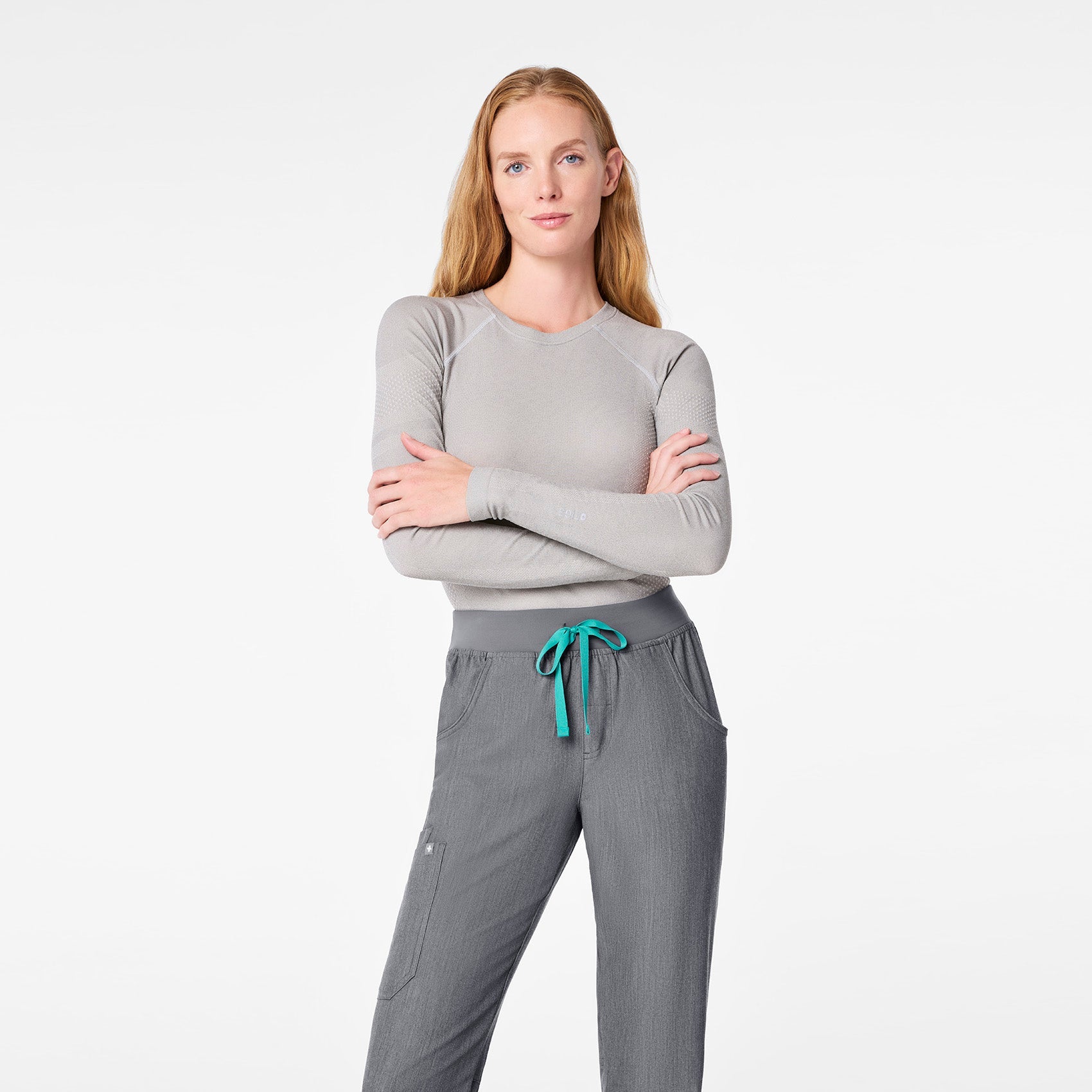 Salta Shimmer Long-Sleeve Underscrub - Silver Frost
