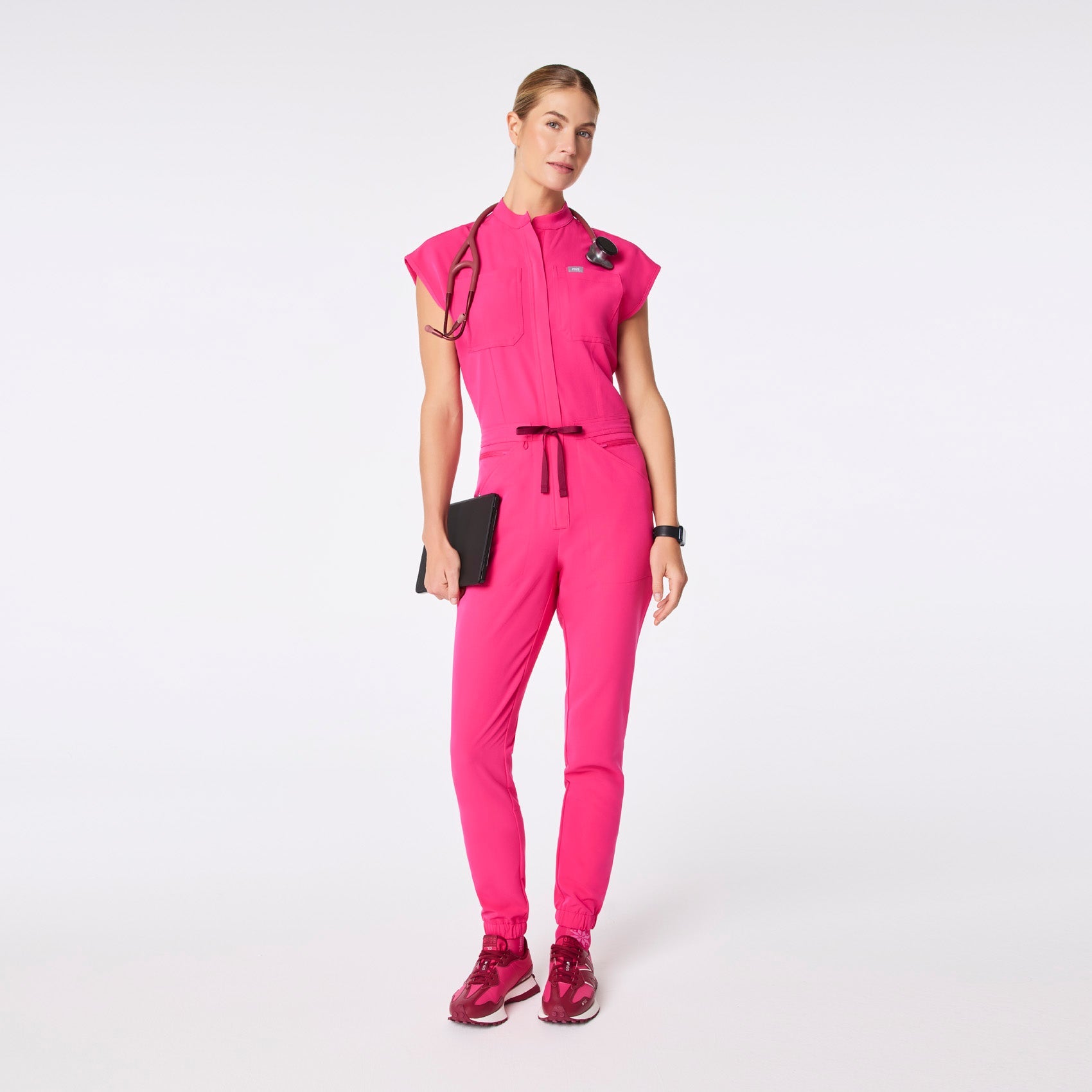 Rafaela Jogger ScrubJumpsuit™ - Shocking Pink