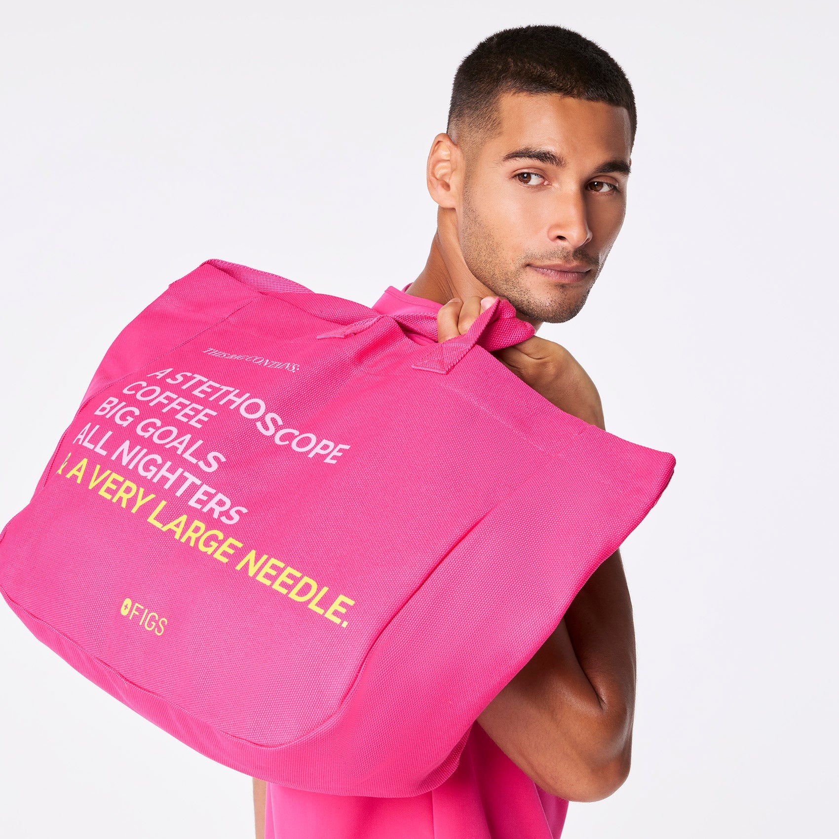 A Very Large Needle Canvas Tote - Shocking Pink