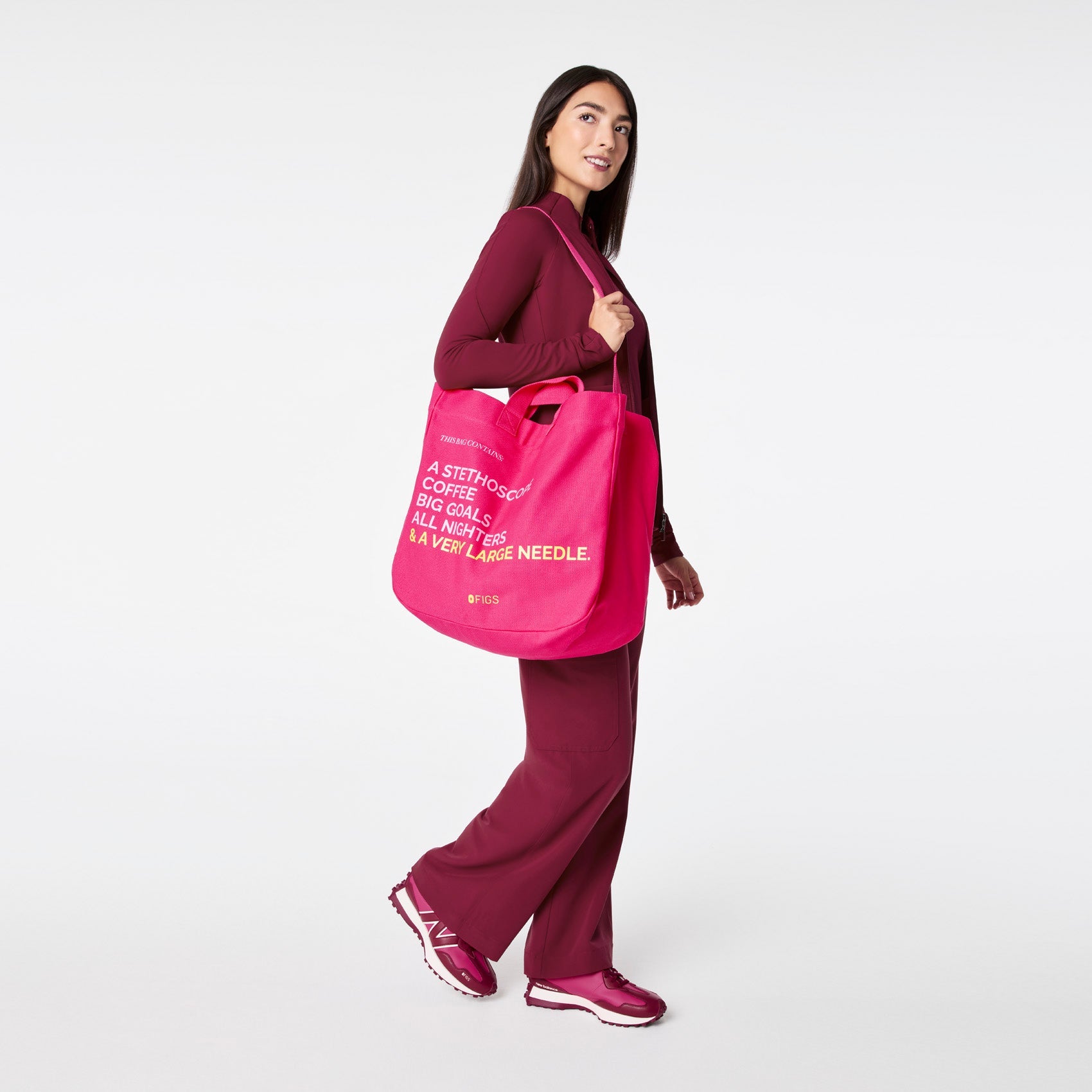 A Very Large Needle Canvas Tote - Shocking Pink