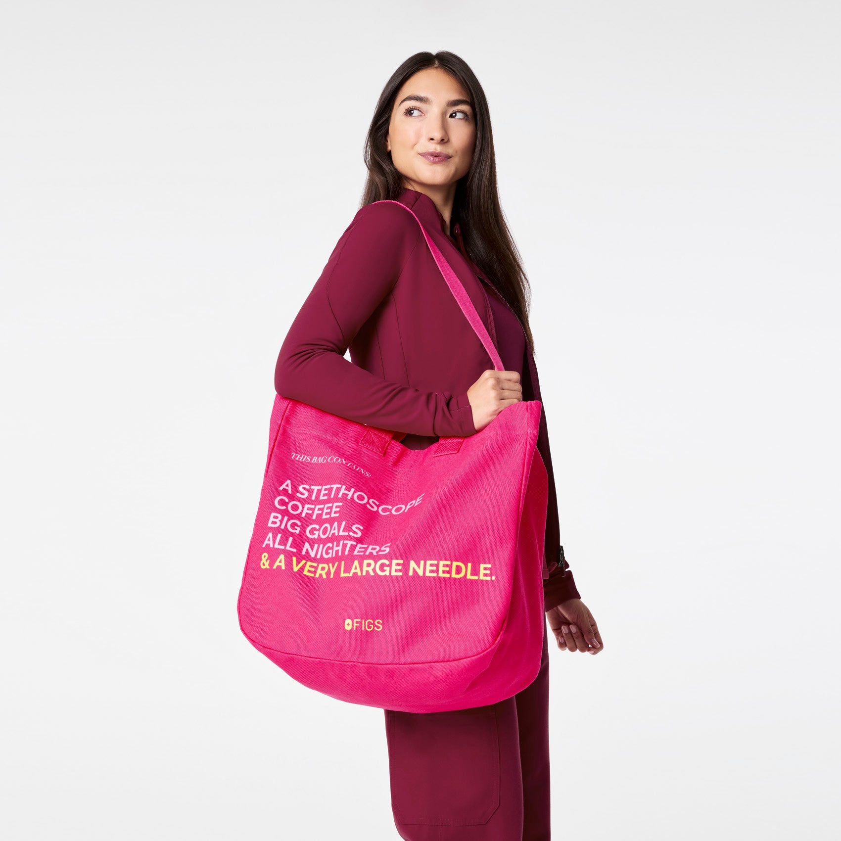 A Very Large Needle Canvas Tote - Shocking Pink