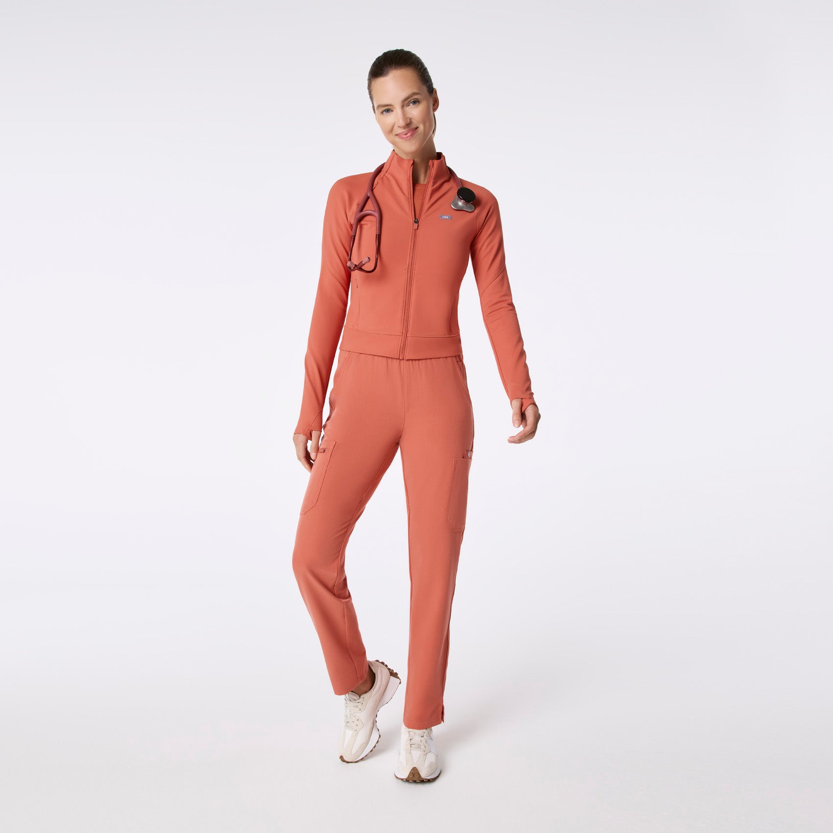 ContourKnit Cropped Scrub Jacket™ - Spiced Cider