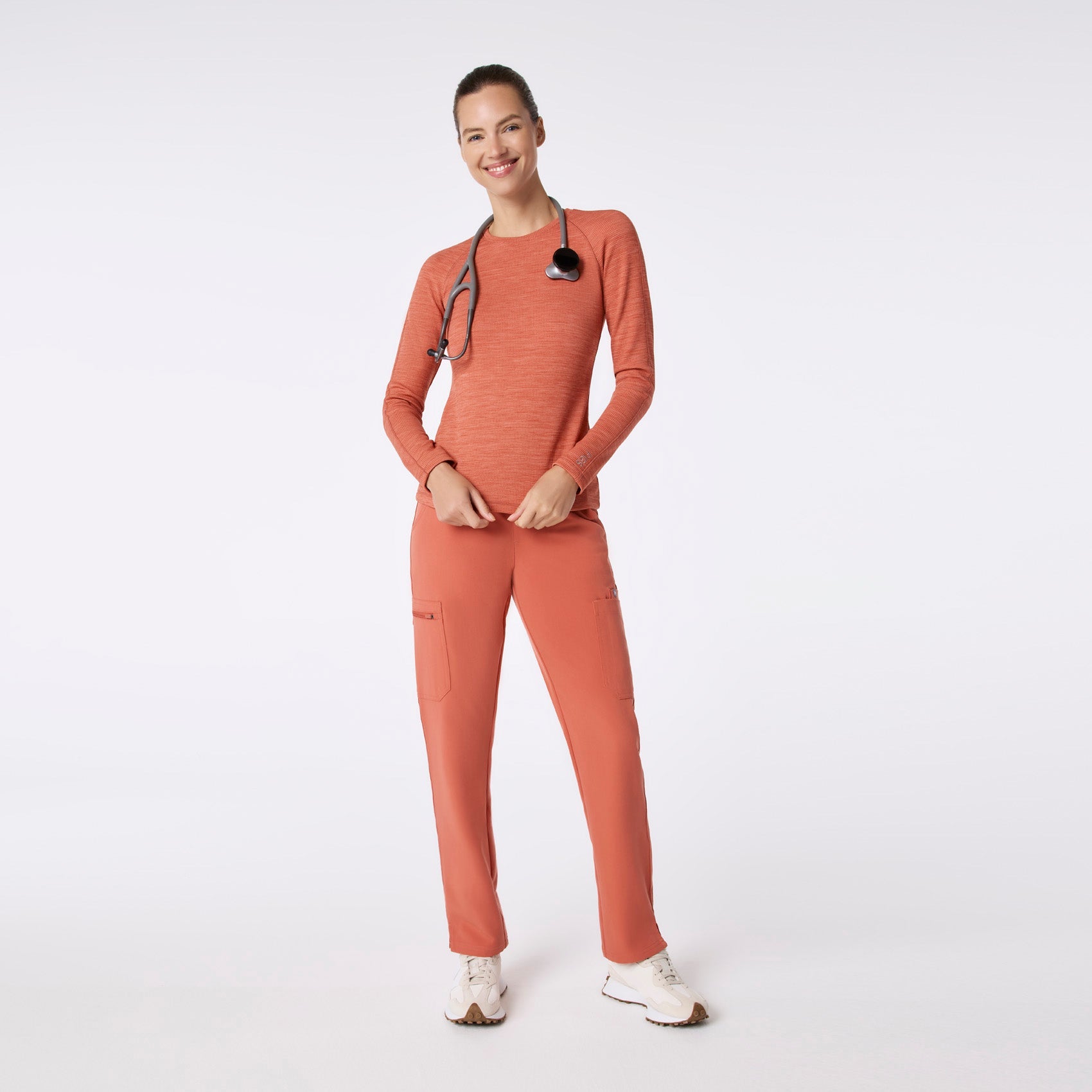 Waffle Long-Sleeve Underscrub - Space Dye/Spiced Cider
