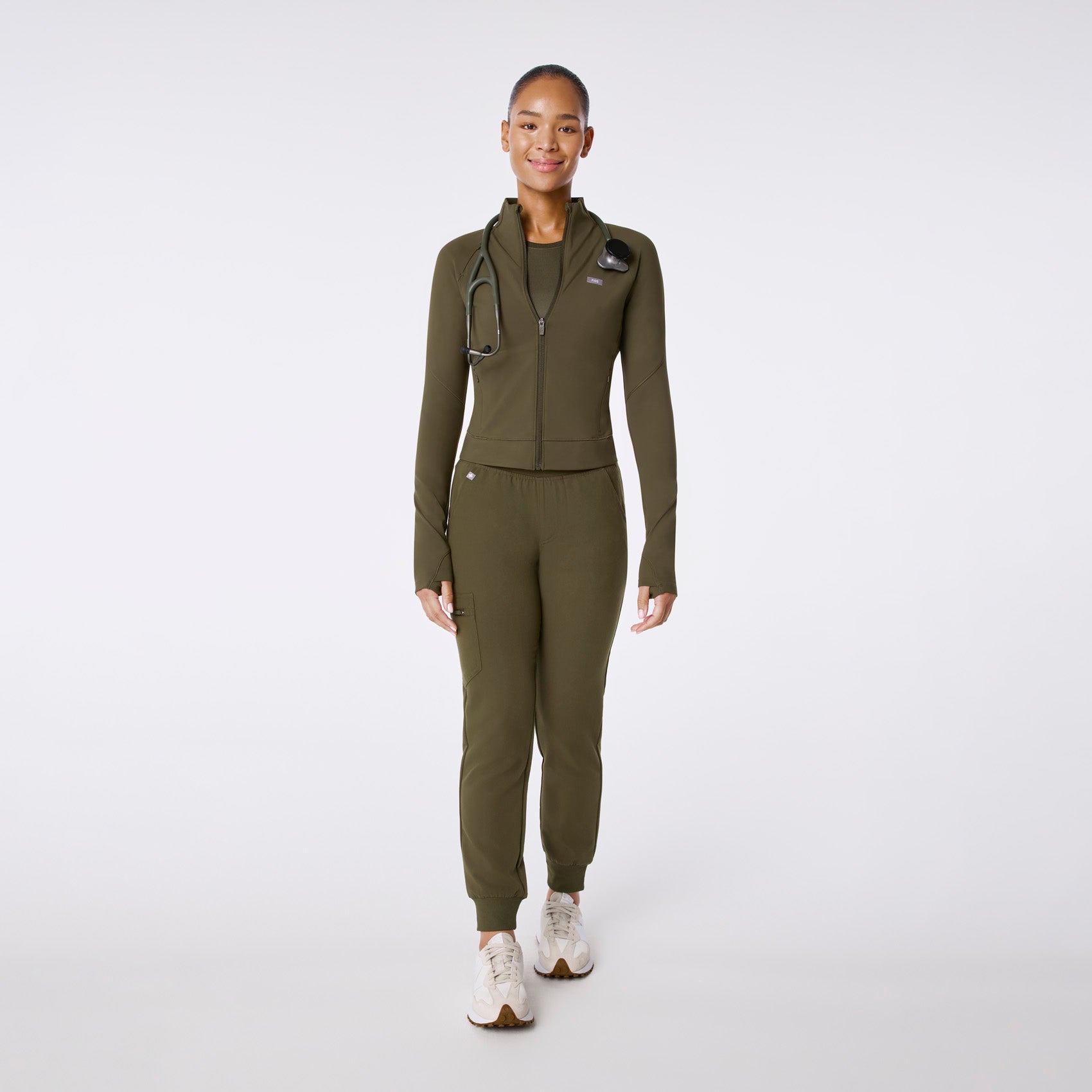 ContourKnit Cropped Scrub Jacket™ - Spruce