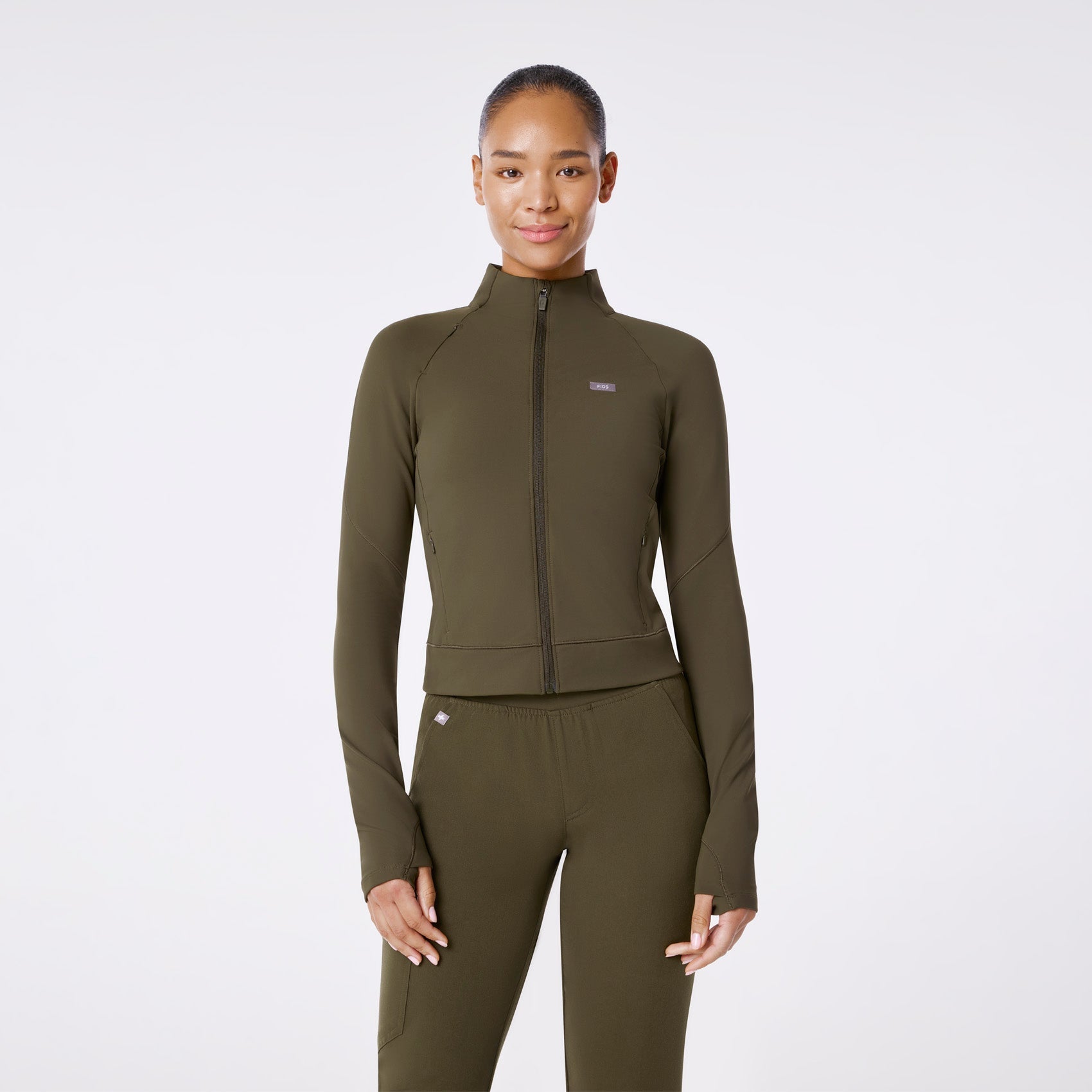 ContourKnit Cropped Scrub Jacket™ - Spruce