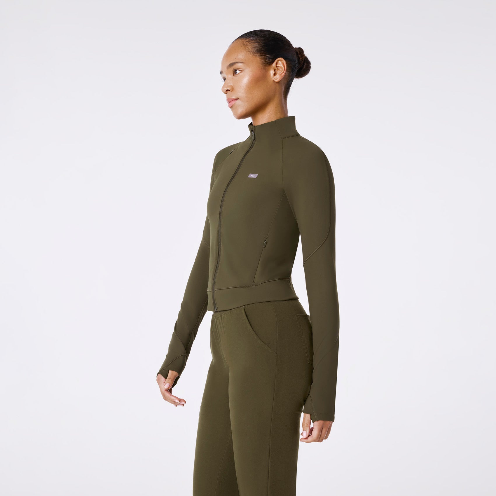ContourKnit Cropped Scrub Jacket™ - Spruce