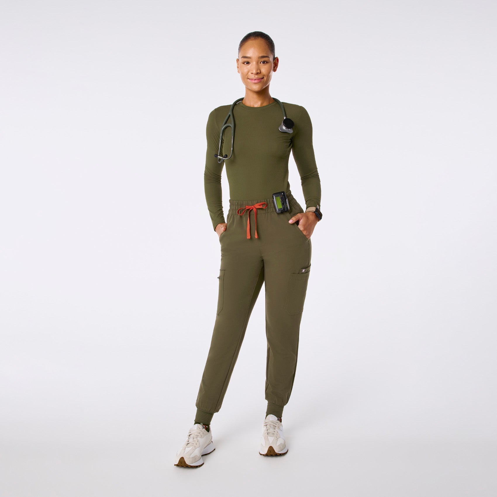 Palmer Ribbed Long-Sleeve Underscrub - Spruce