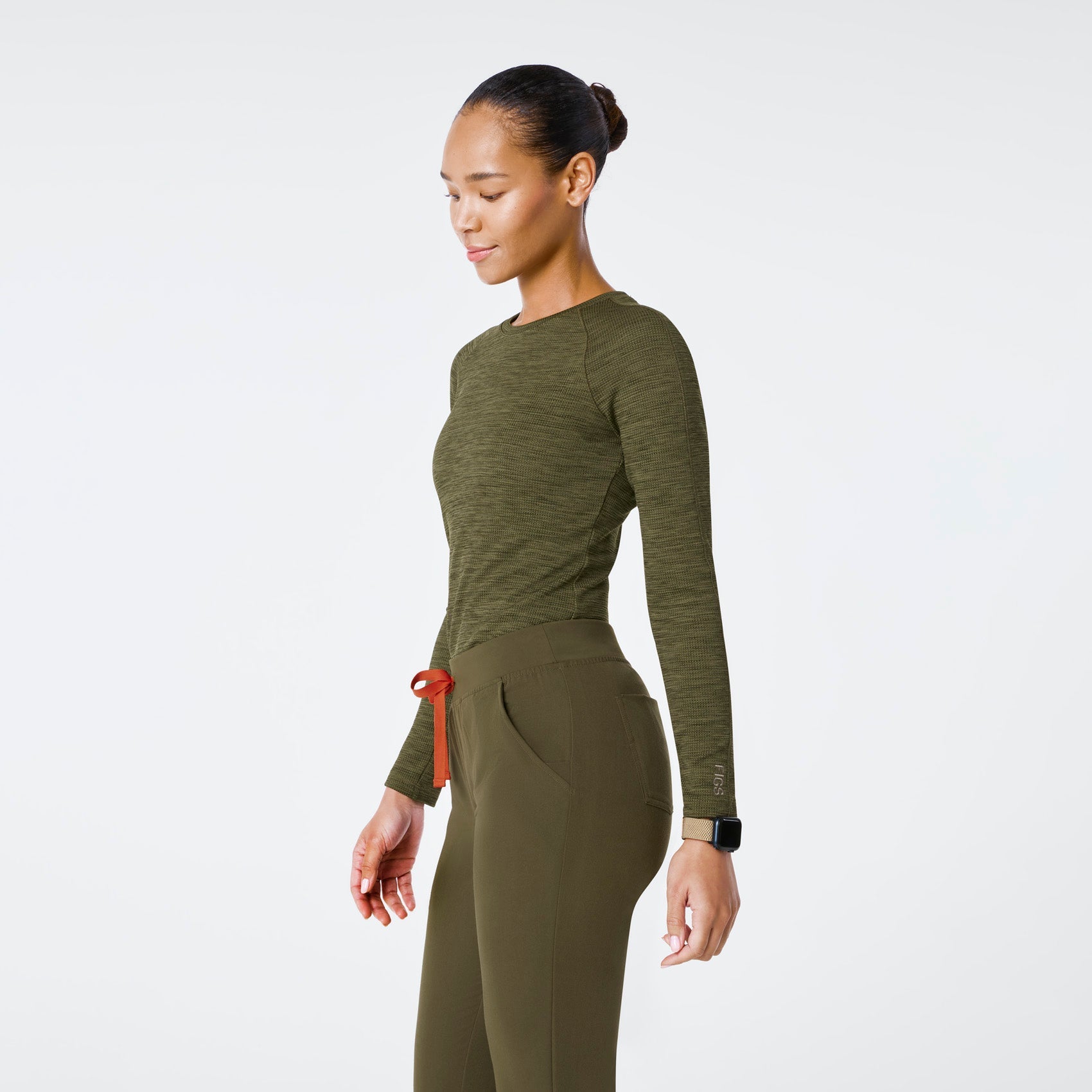 Waffle Long-Sleeve Underscrub - Space Dye/Spruce