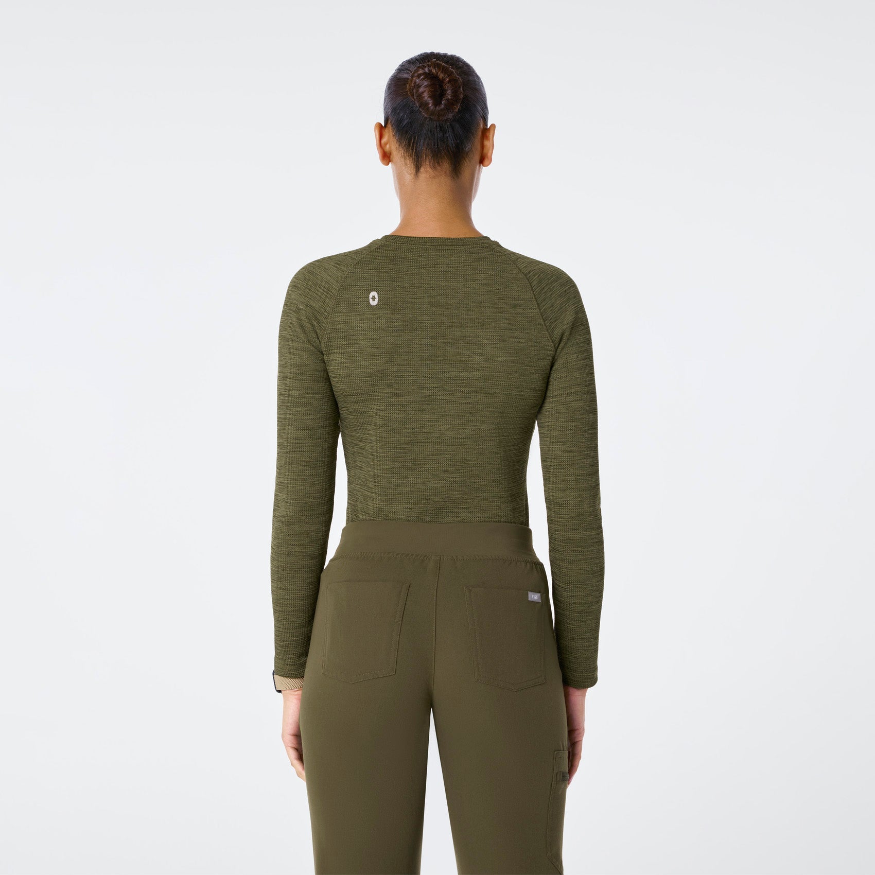 Waffle Long-Sleeve Underscrub - Space Dye/Spruce