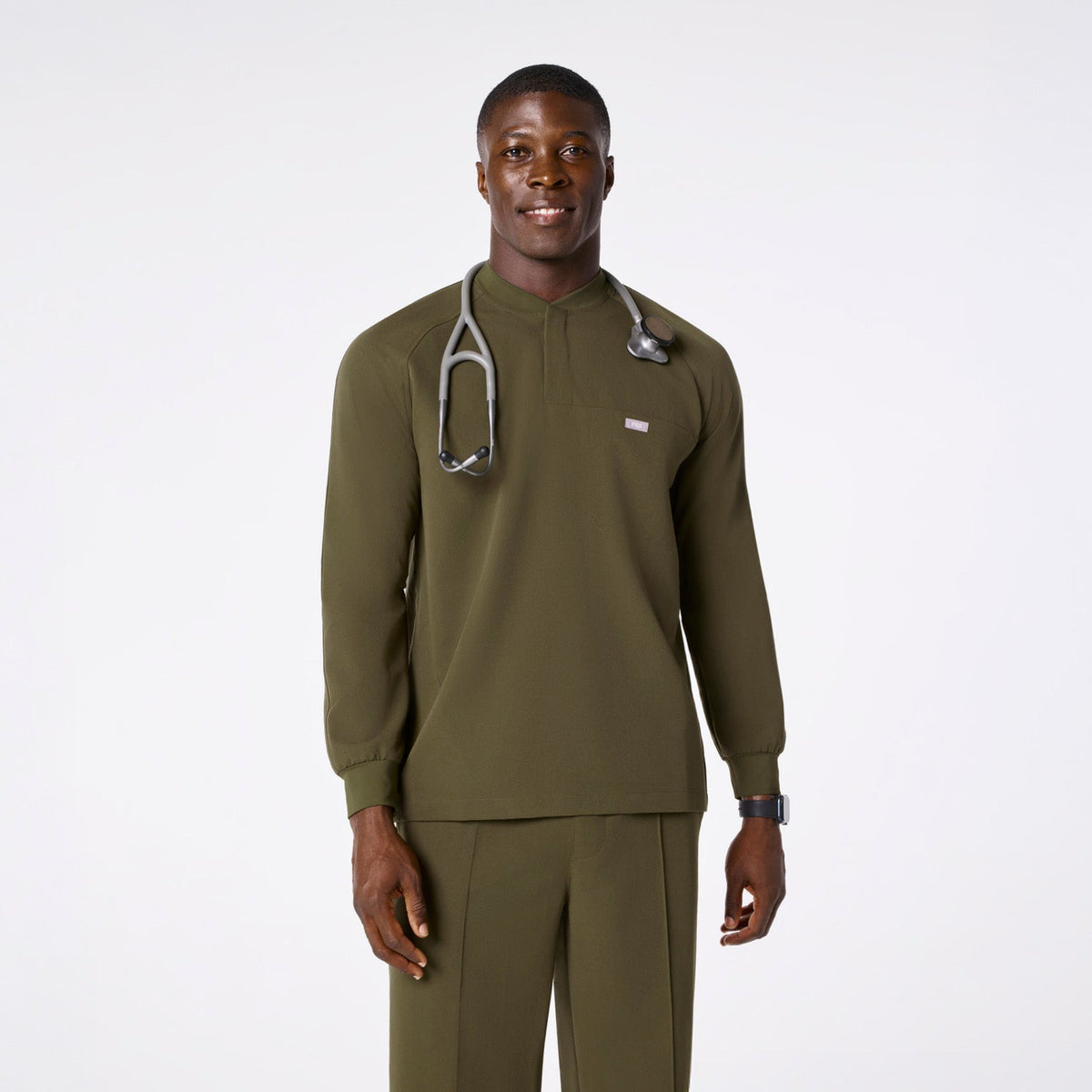 Stratton Henley Long-Sleeve Scrub Top - Spruce