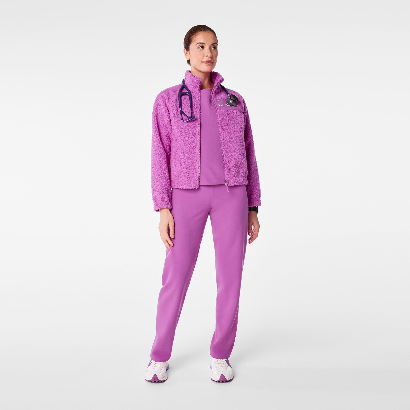 High-Pile Fleece Bomber Jacket - Ultraberry