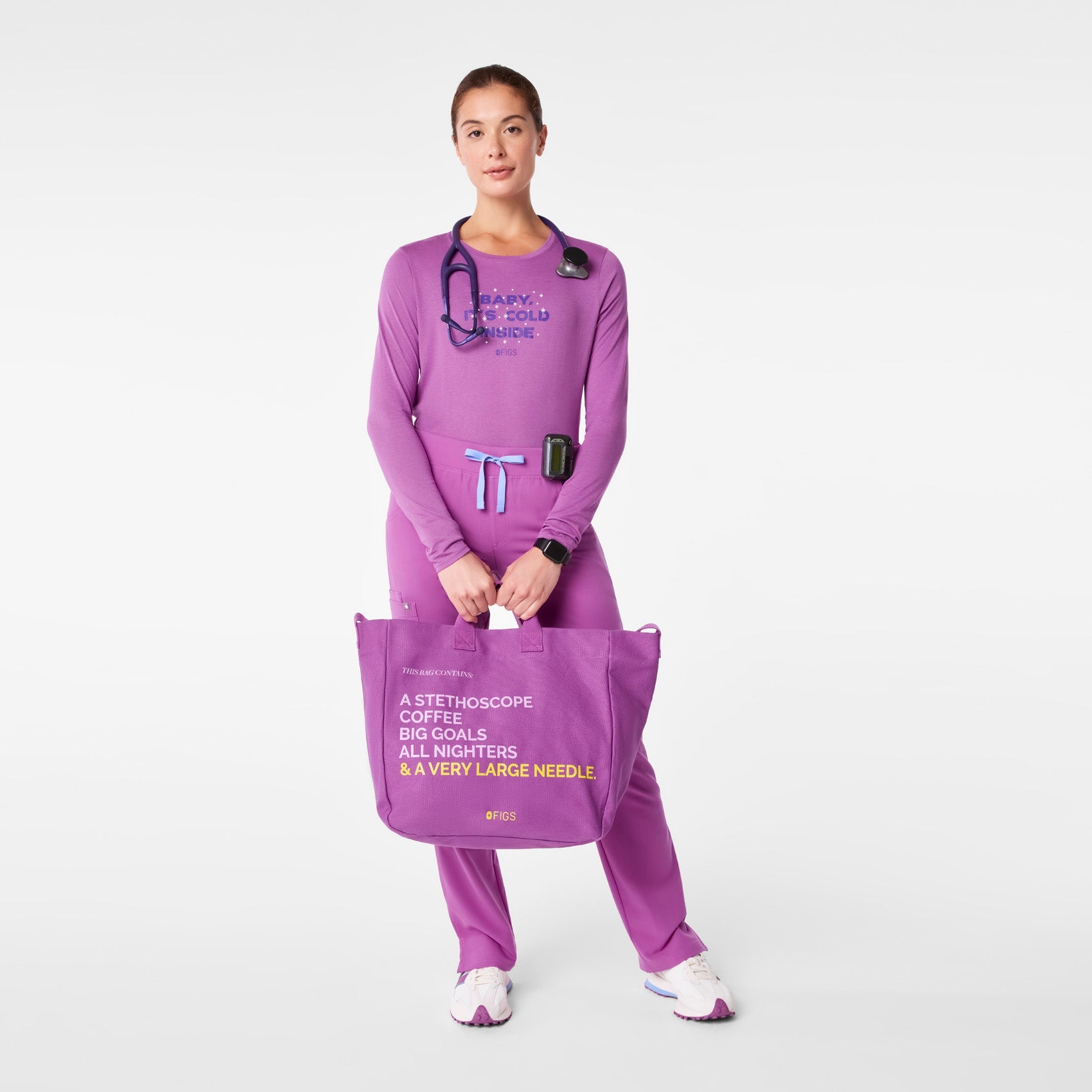 A Very Large Needle Canvas Tote - Ultraberry