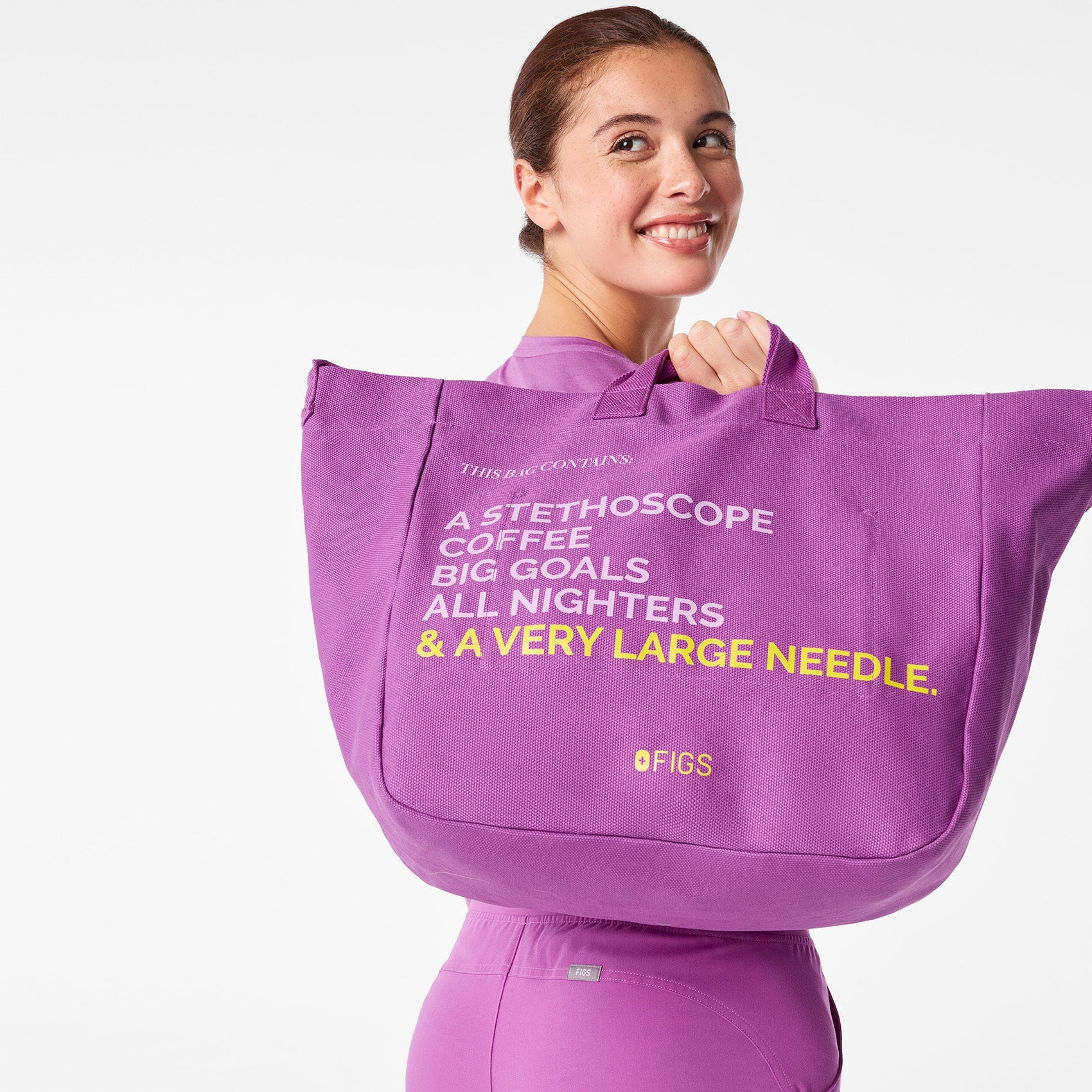 A Very Large Needle Canvas Tote - Ultraberry