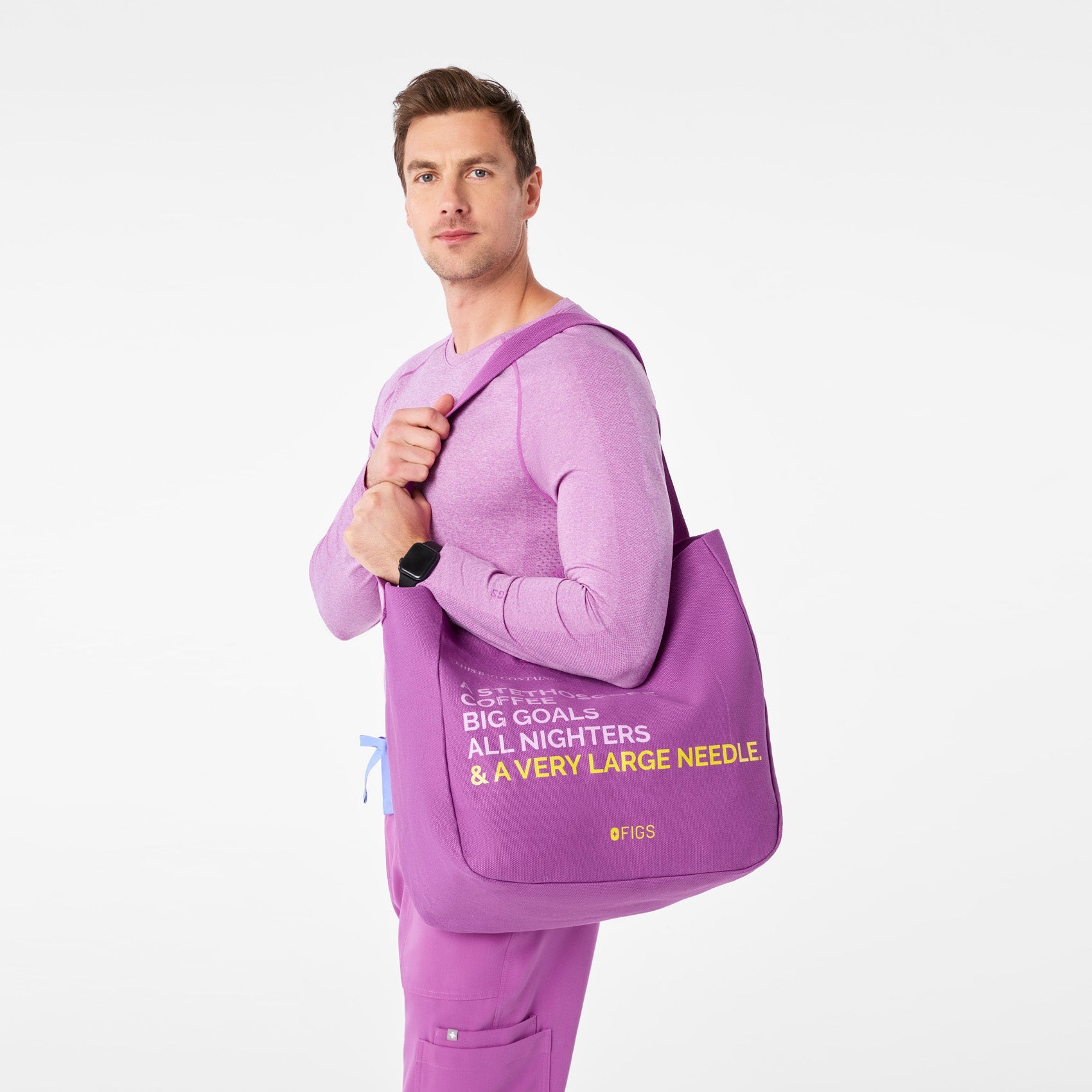 A Very Large Needle Canvas Tote - Ultraberry