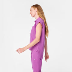 Payson Relaxed Henley Scrub Top - Ultraberry