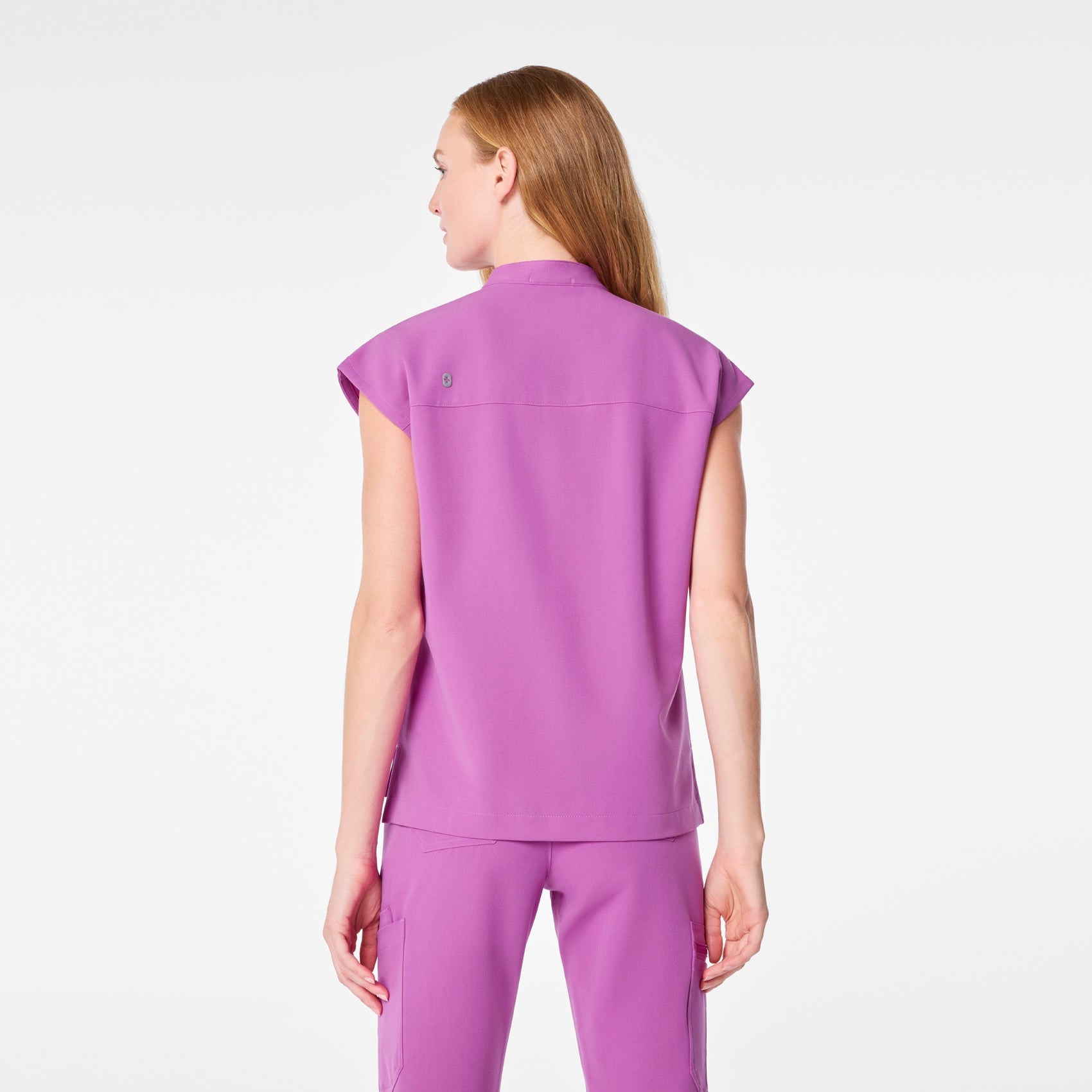Payson Relaxed Henley Scrub Top - Ultraberry