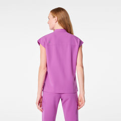 Payson Relaxed Henley Scrub Top - Ultraberry