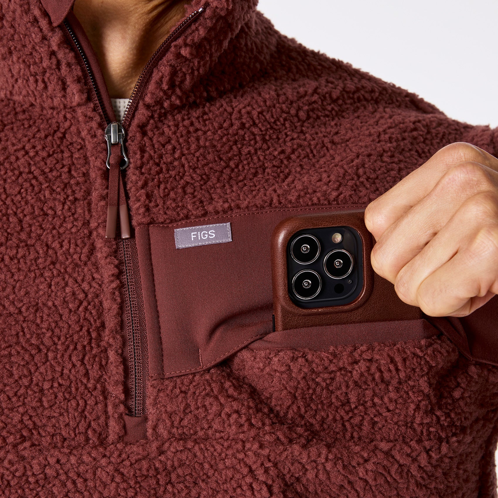 High-Pile Fleece Pullover - Walnut