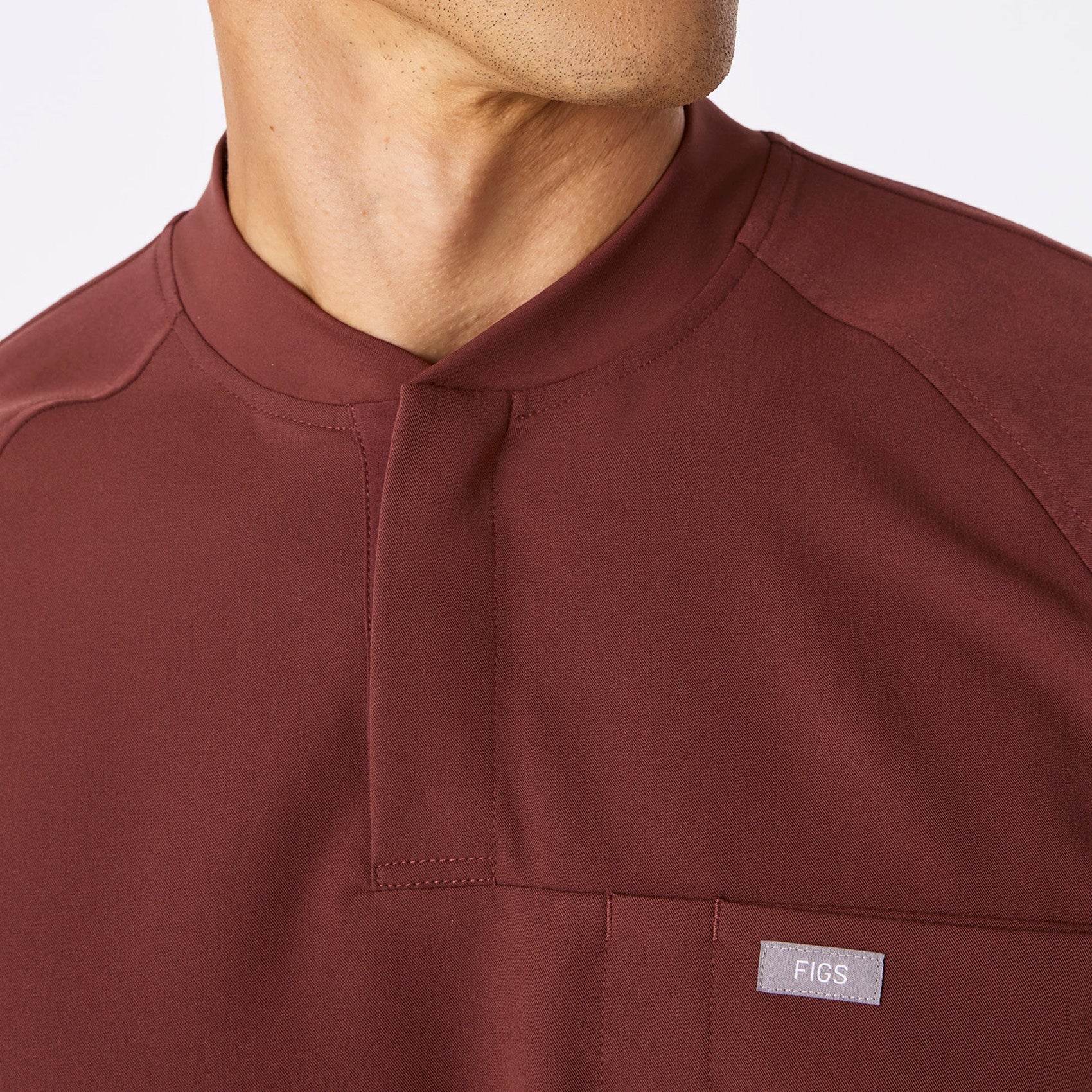 Stratton Henley Long-Sleeve Scrub Top - Walnut