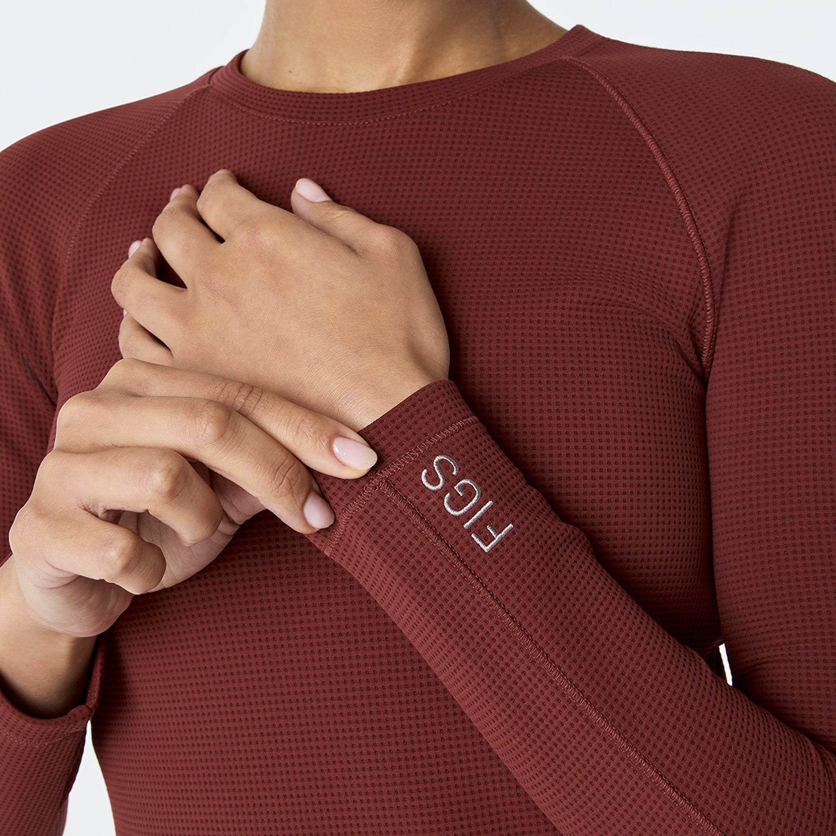 Waffle Long-Sleeve Underscrub - Walnut