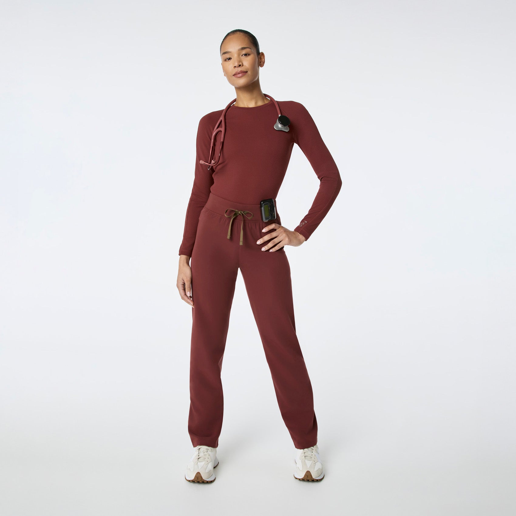 Waffle Long-Sleeve Underscrub - Walnut