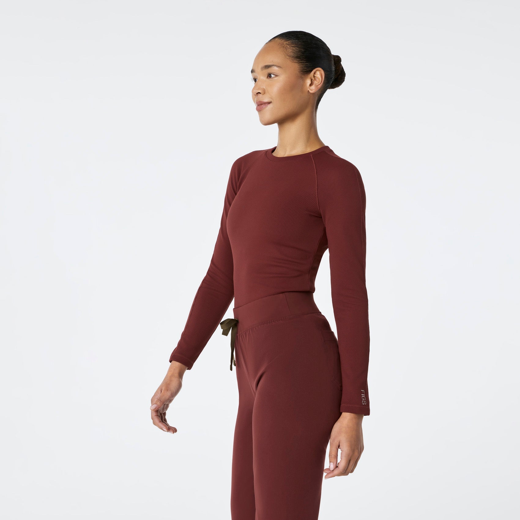 Waffle Long-Sleeve Underscrub - Walnut