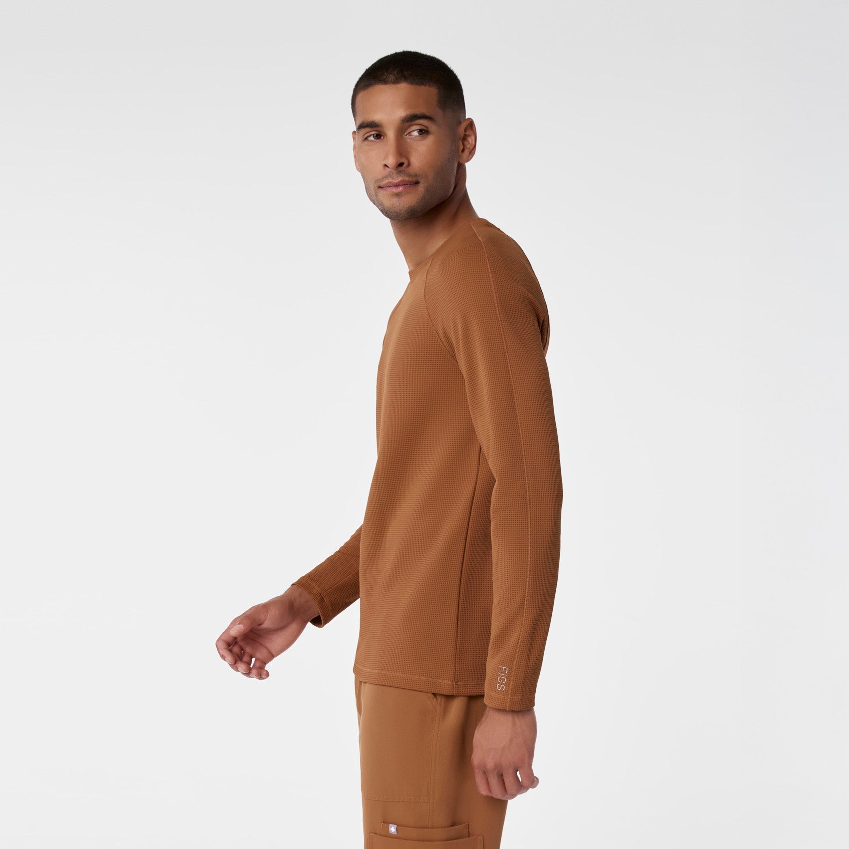 Waffle Long-Sleeve Underscrub - Mocha