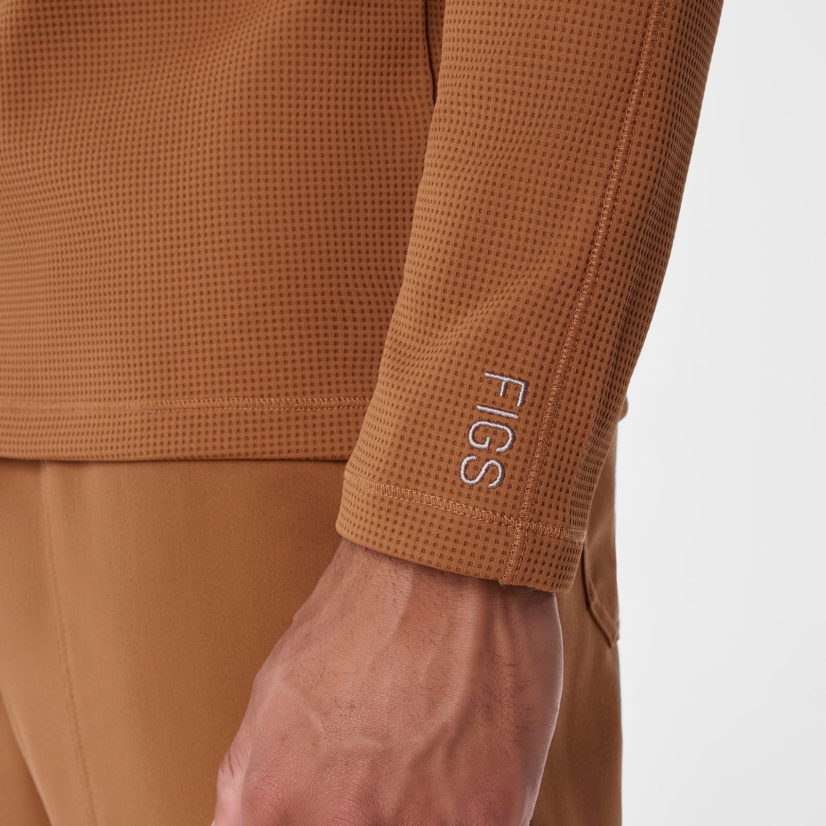Waffle Long-Sleeve Underscrub - Mocha